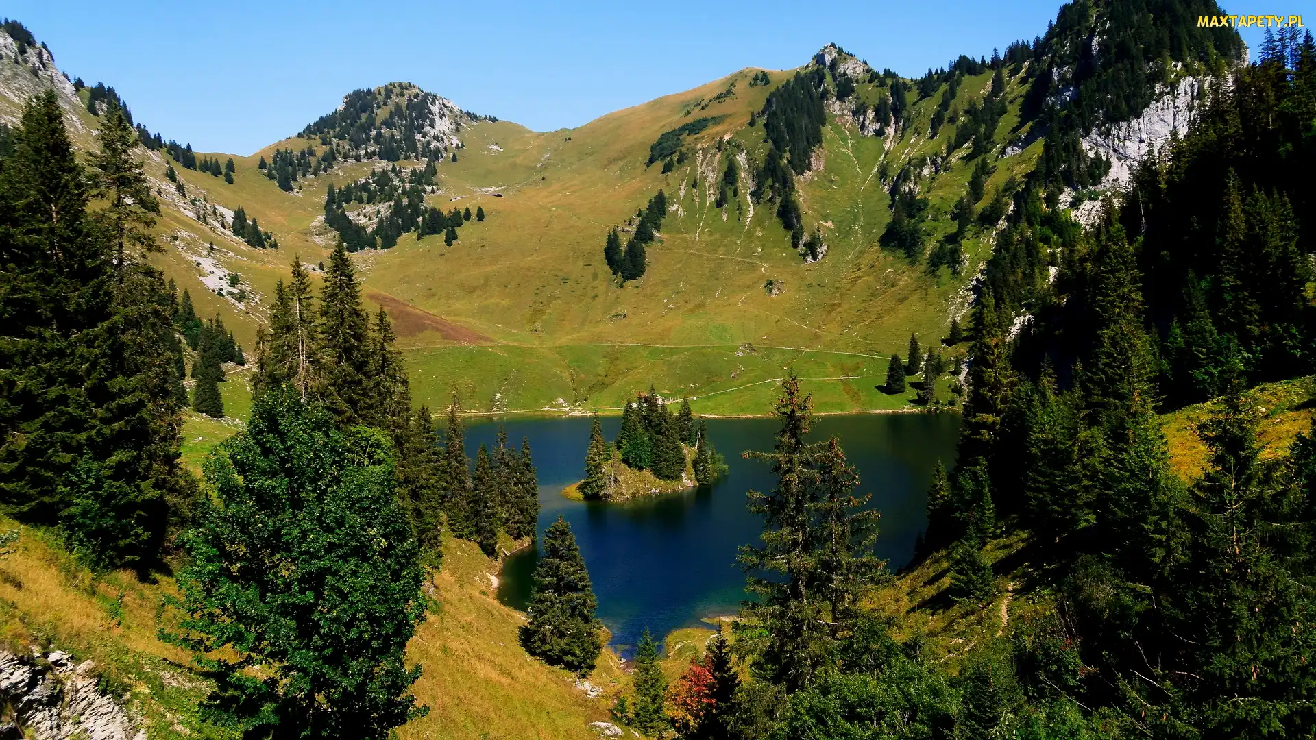 Szwajcaria, Kanton Berno, Jezioro Bergsee, Góry