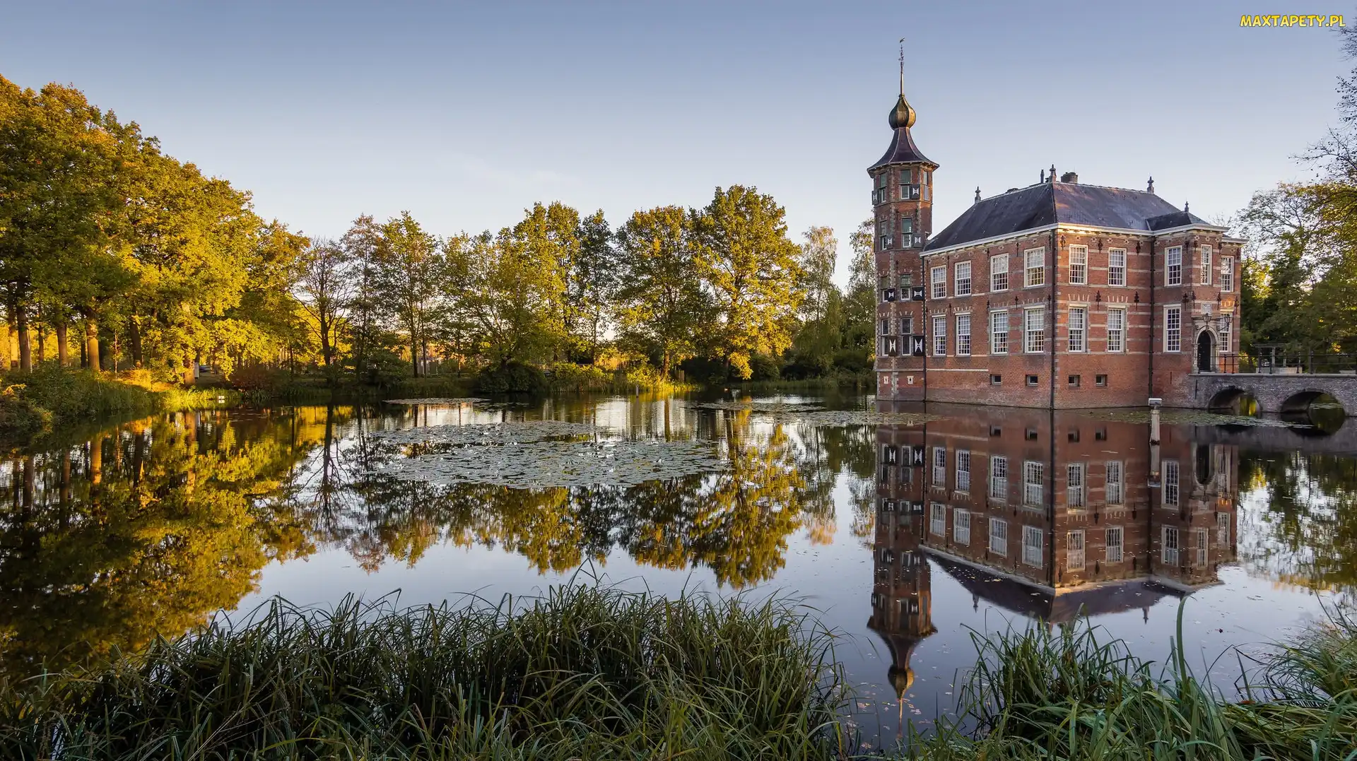 Staw, Holandia, Breda, Drzewa, Zamek Bouvigne