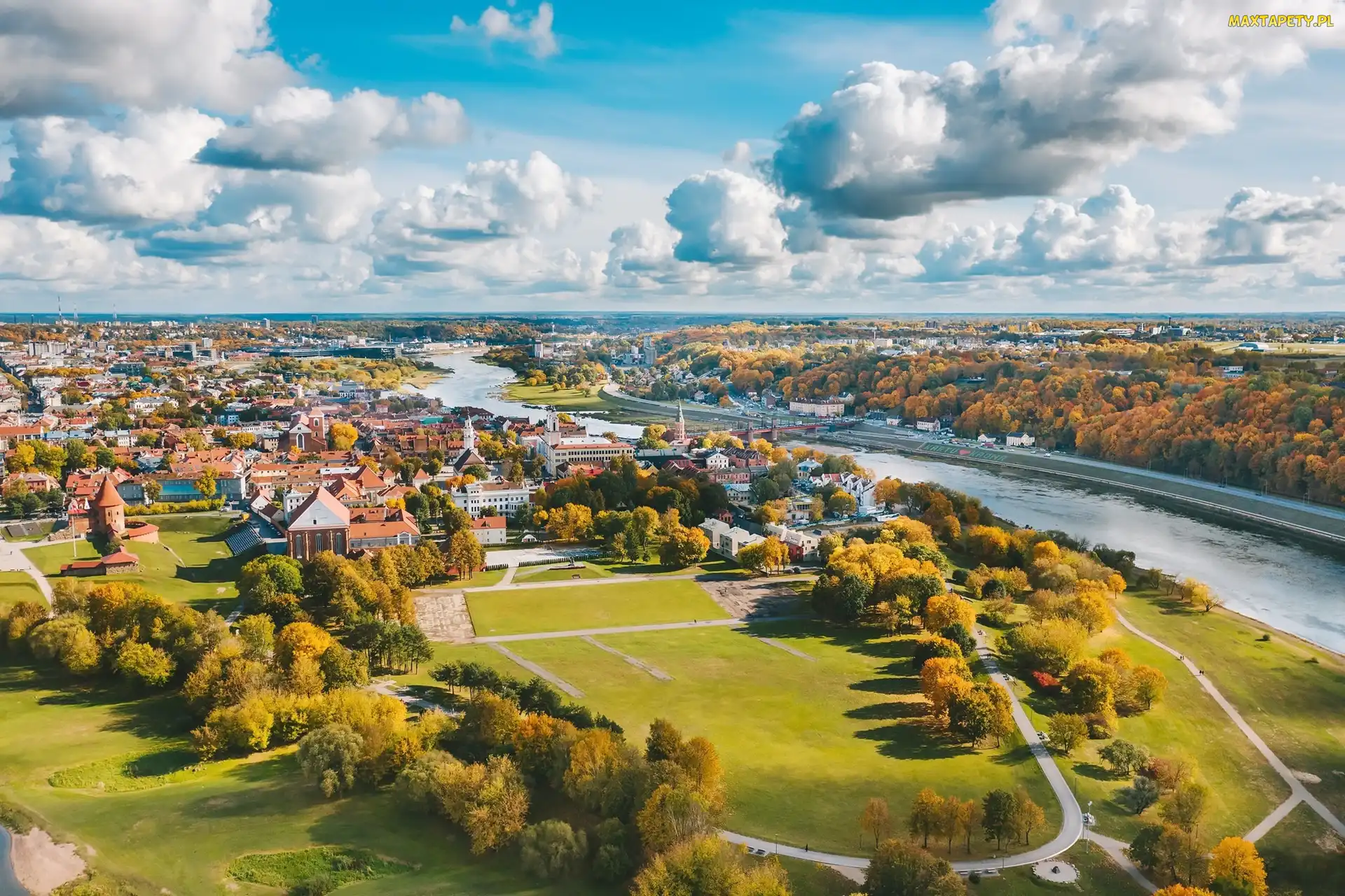 Kowno, Panorama, Rzeka, Litwa, Miasto