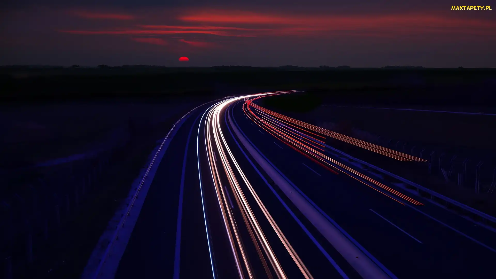 Droga, Światła, Noc, Autostrada