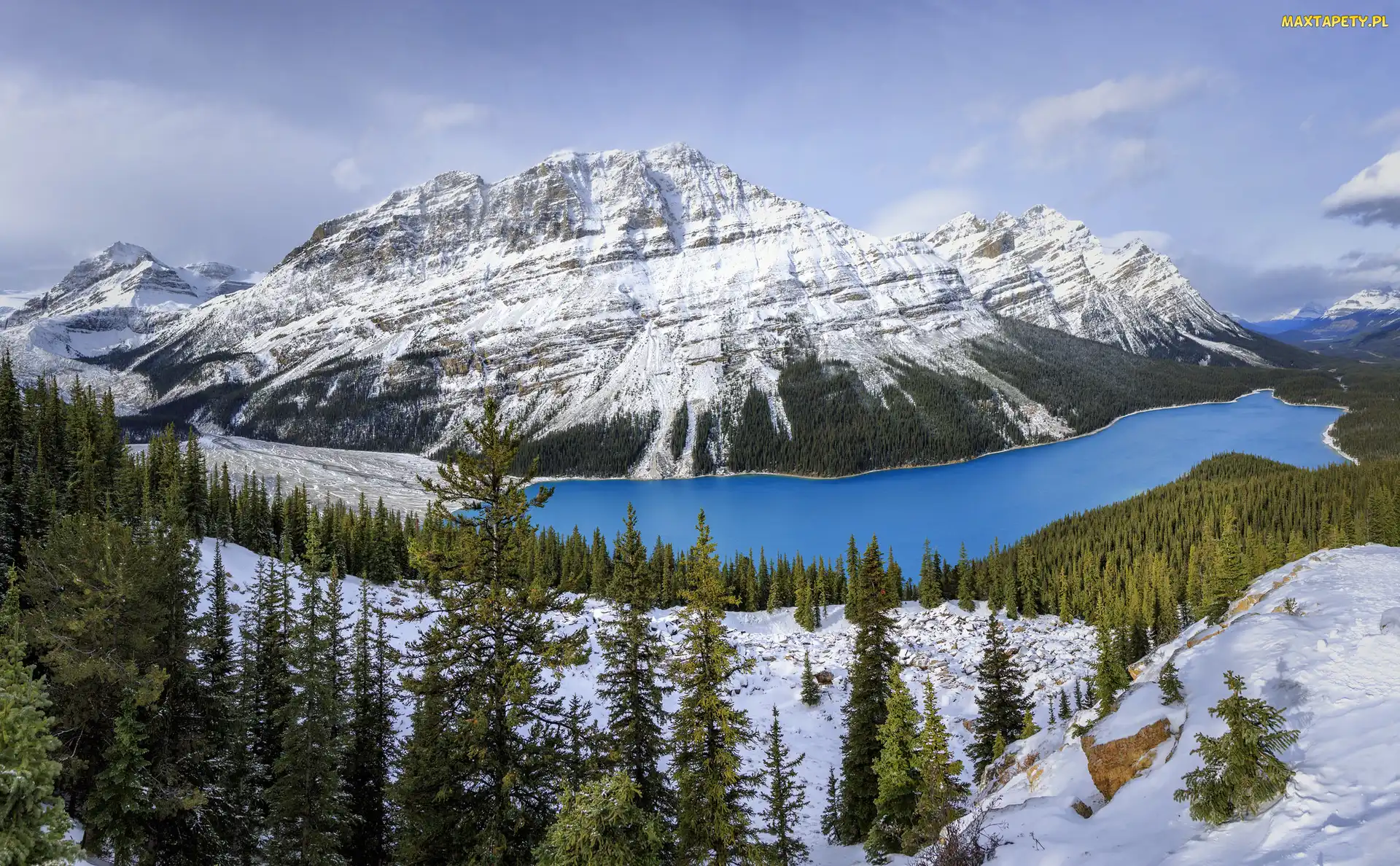Góry, Kanada, Park Narodowy Banff, Zima, Jezioro Peyto Lake