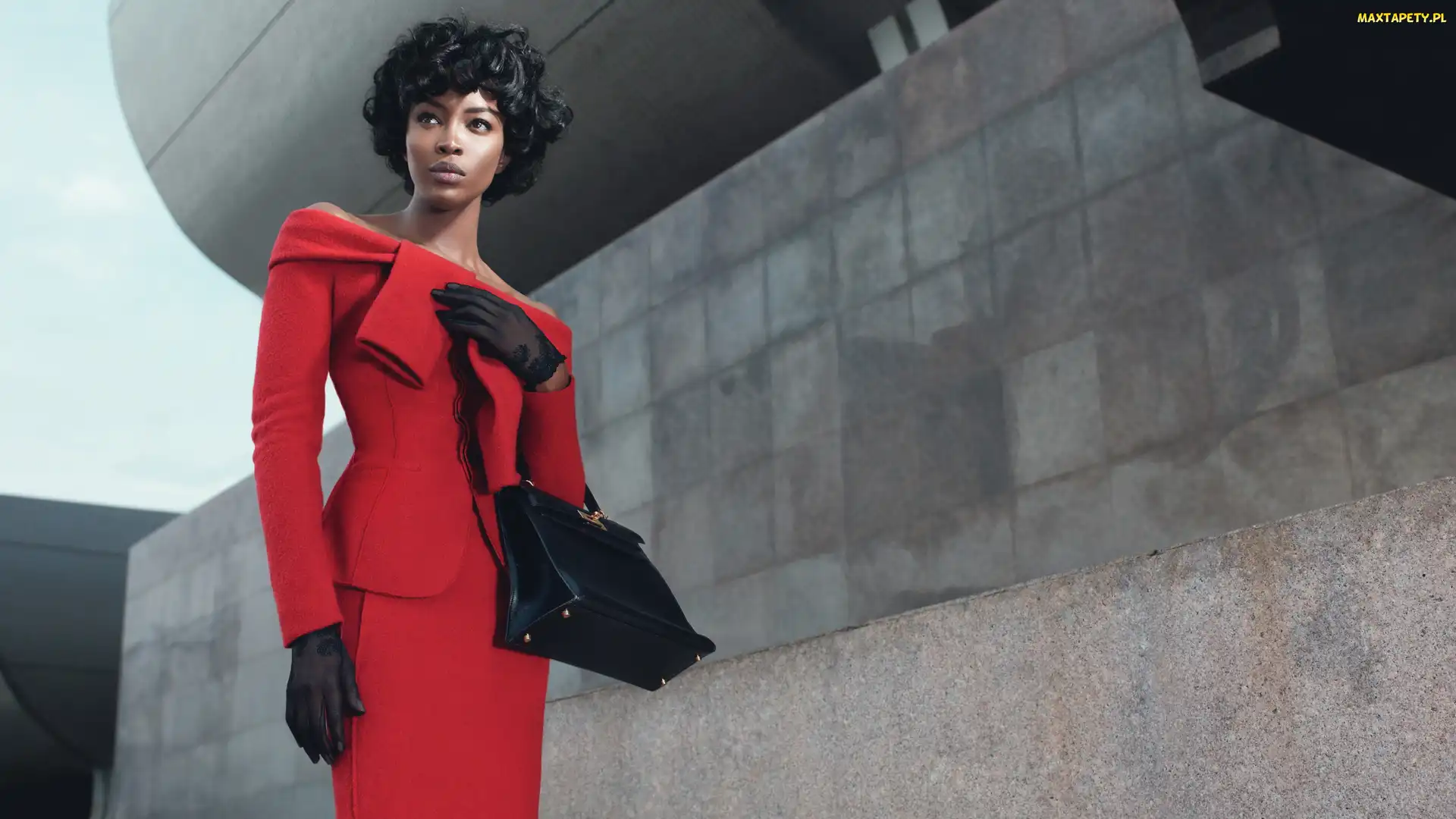 Modelka, Kostium, Czerwony, Naomi Campbell, Kobieta