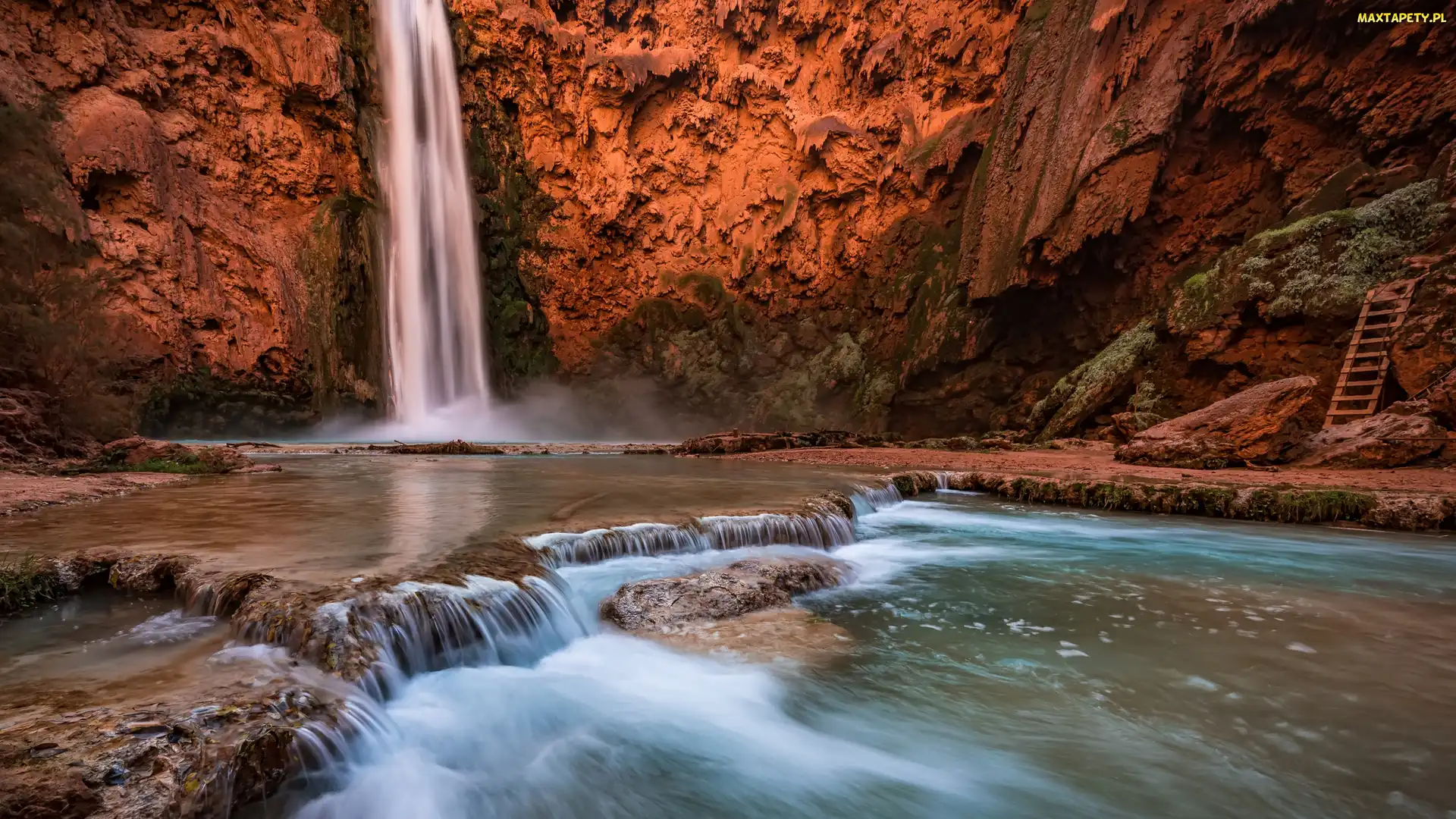 Arizona, Skały, Rzeka Havasu Creek, Stany Zjednoczone, Kanion, Wodospad Havasu Falls, Park Narodowy Wielkiego Kanionu