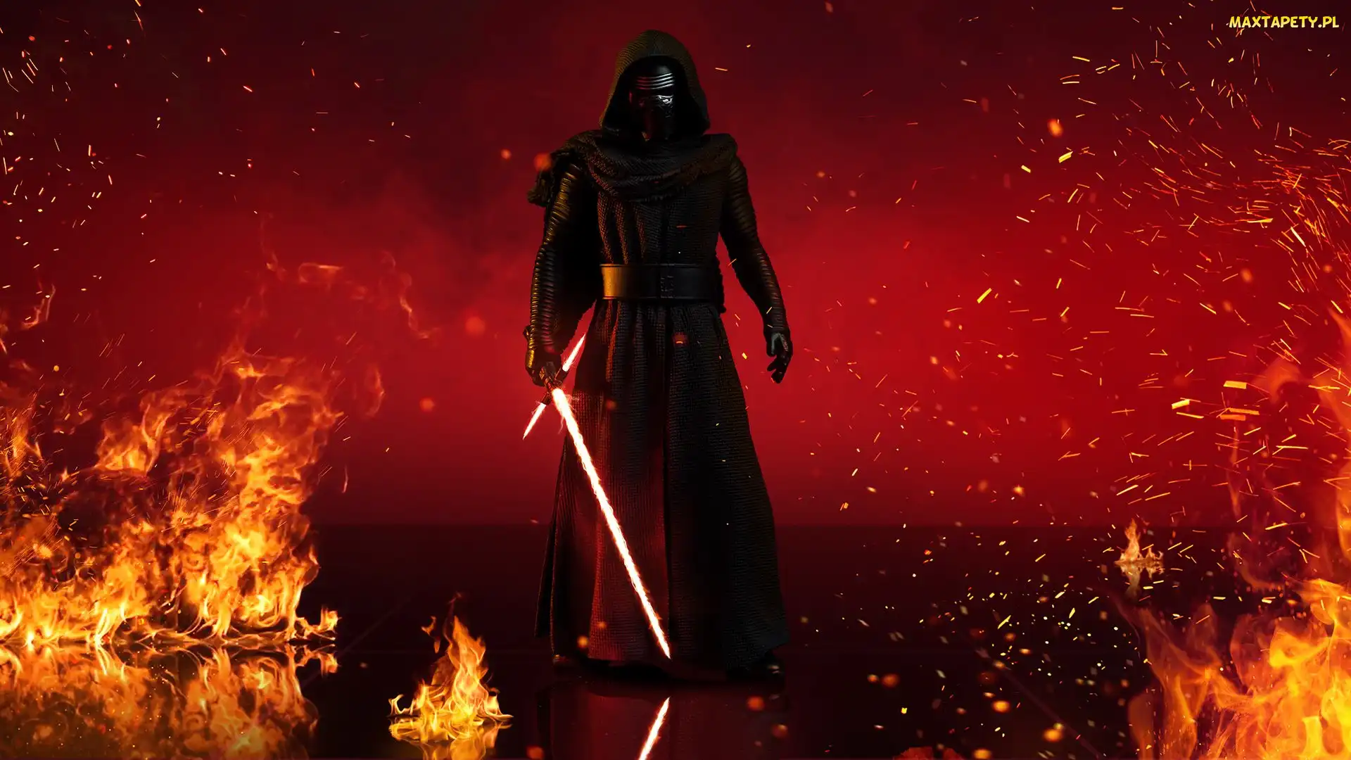 Gwiezdne wojny Ostatni Jedi, Star Wars The Last Jedi, Ogień, Kylo Rem, Miecz, Postać