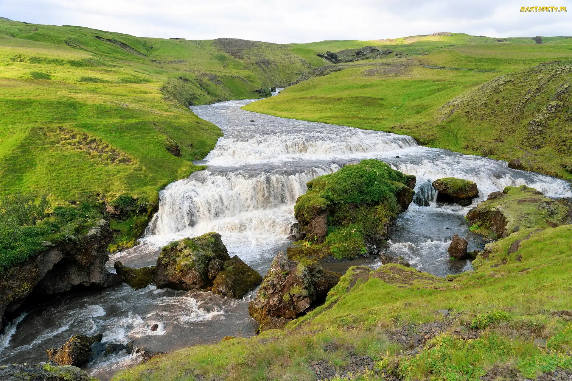 Trawa, Islandia, Rzeka, Kamienie, Wzgórza