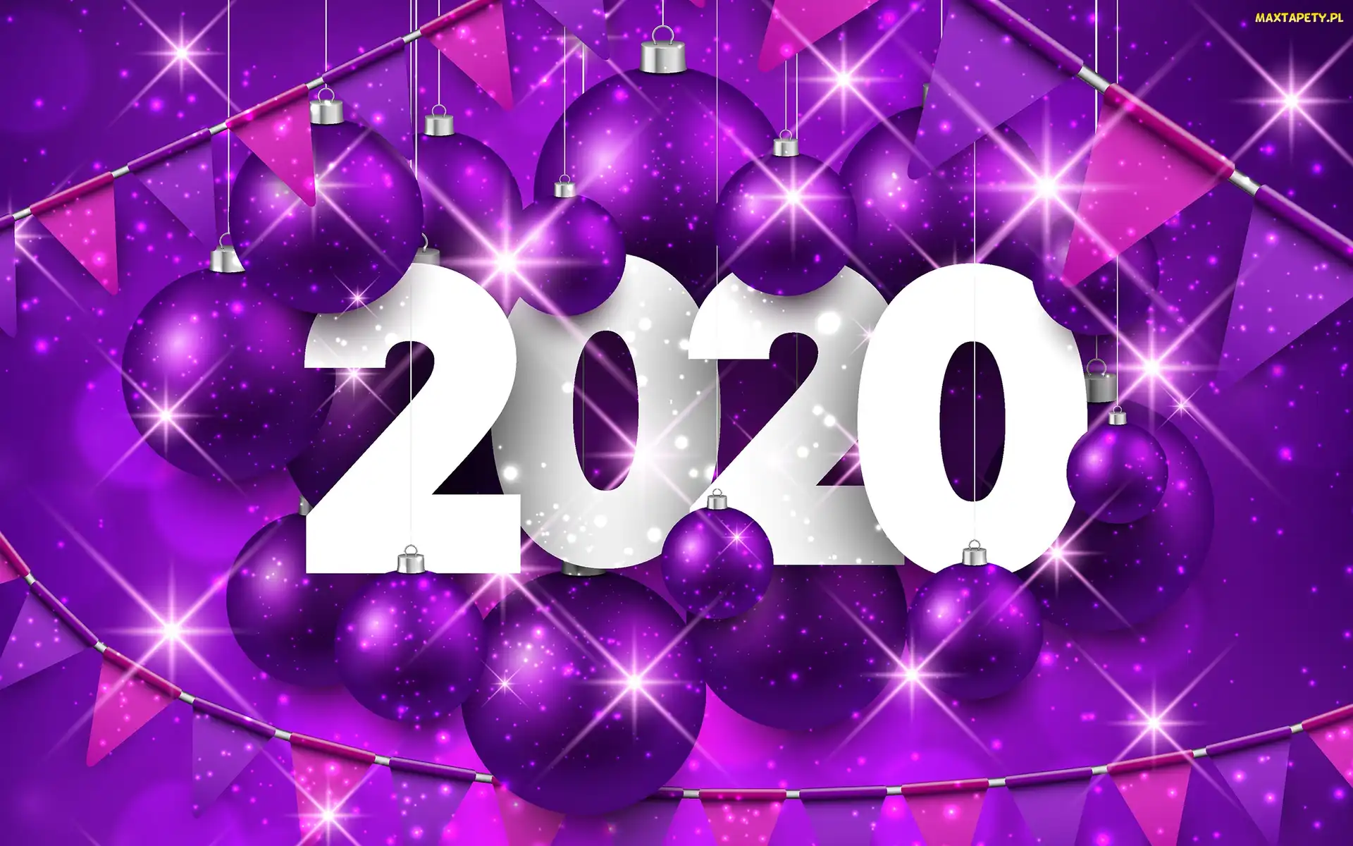 2020, Nowy Rok, Bombki, Chorągiewki