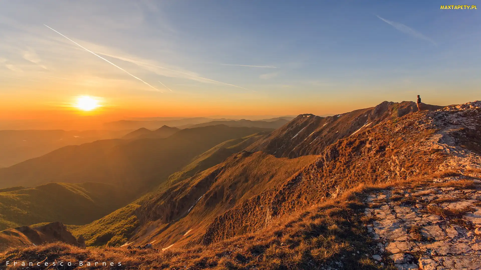 Włochy, Zachód słońca, Góry Terminillo, Apeniny
