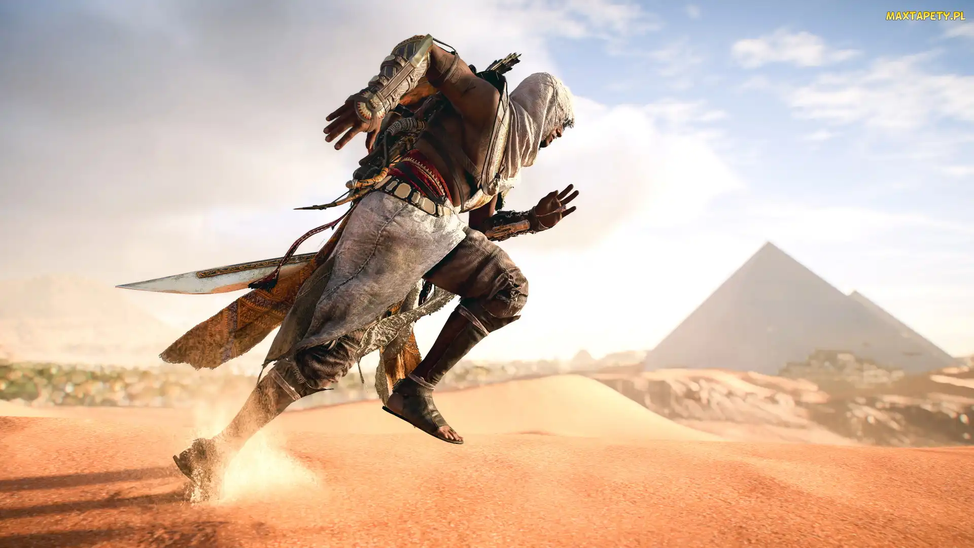 Assassins Creed Origins, Piramidy, Bayek, Biegnący, Gra