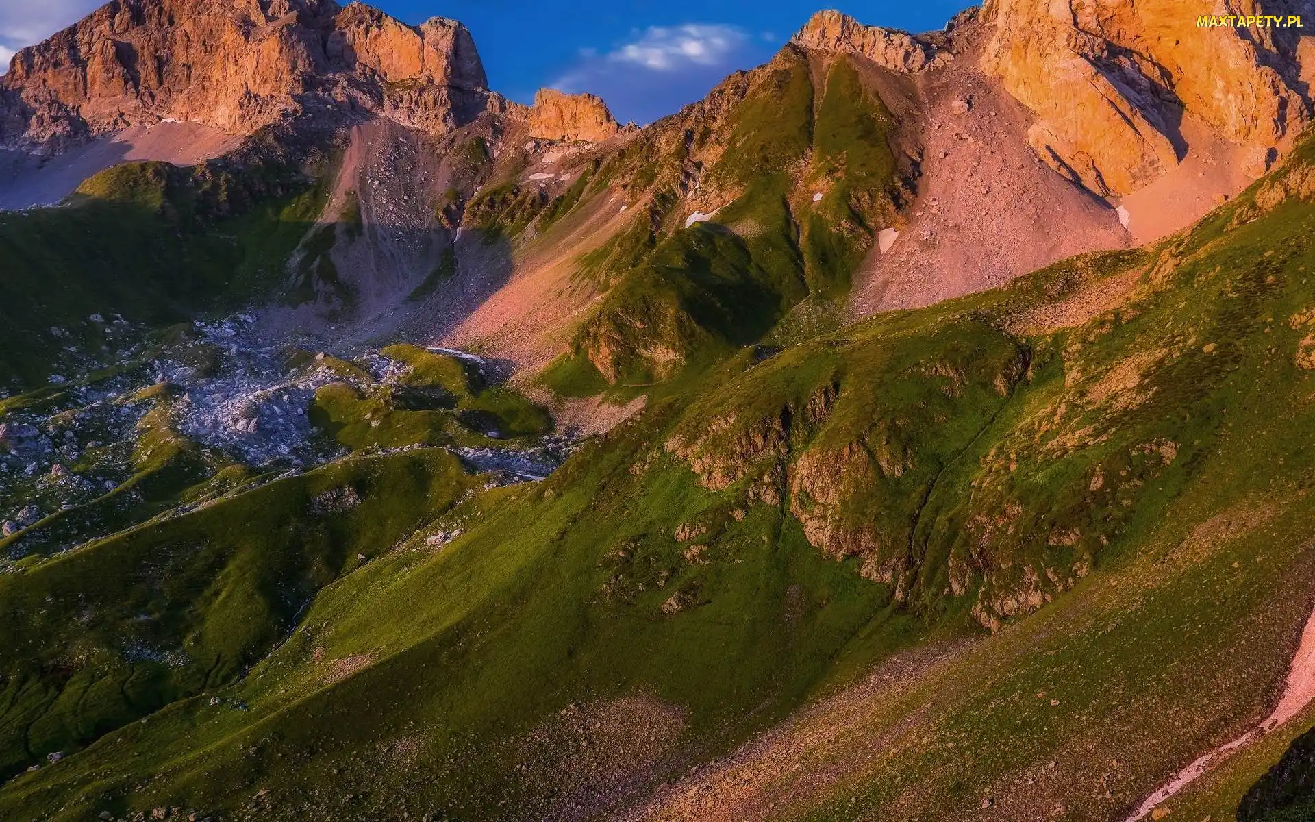 Góry, Szczyty, Rozświetlone, Skały