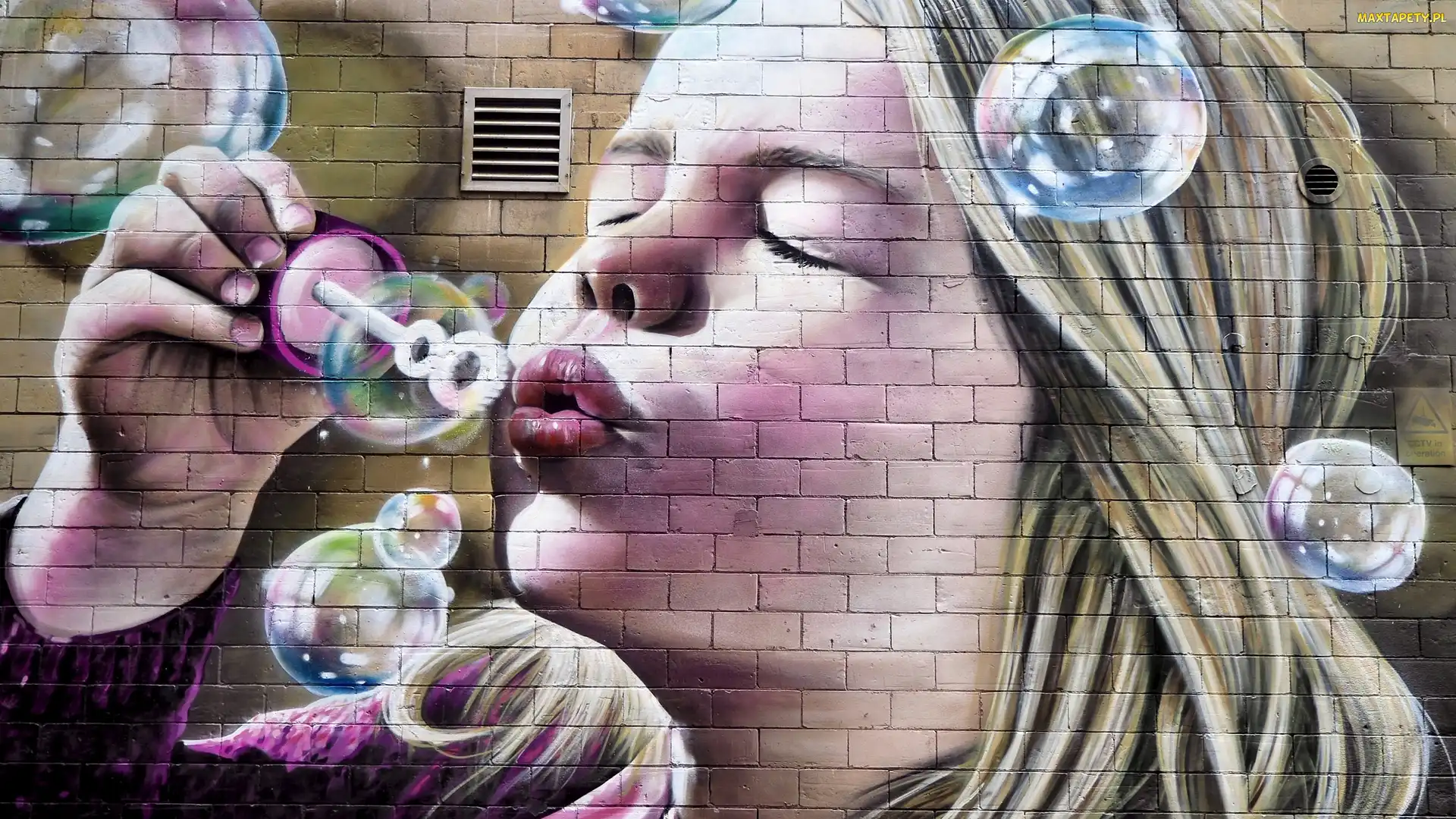 Bańki, Dziewczynka, Street art, Ściana