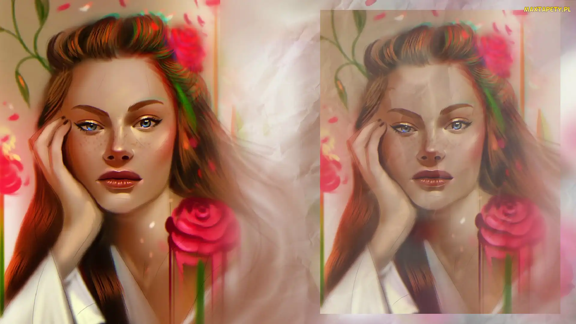 Dziewczyna, Róże, Portret