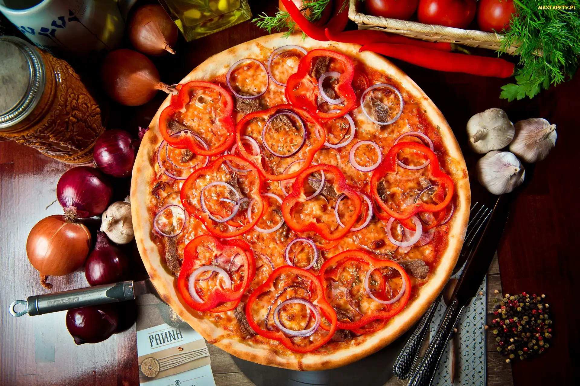 Cebula, Papryka, Pizza
