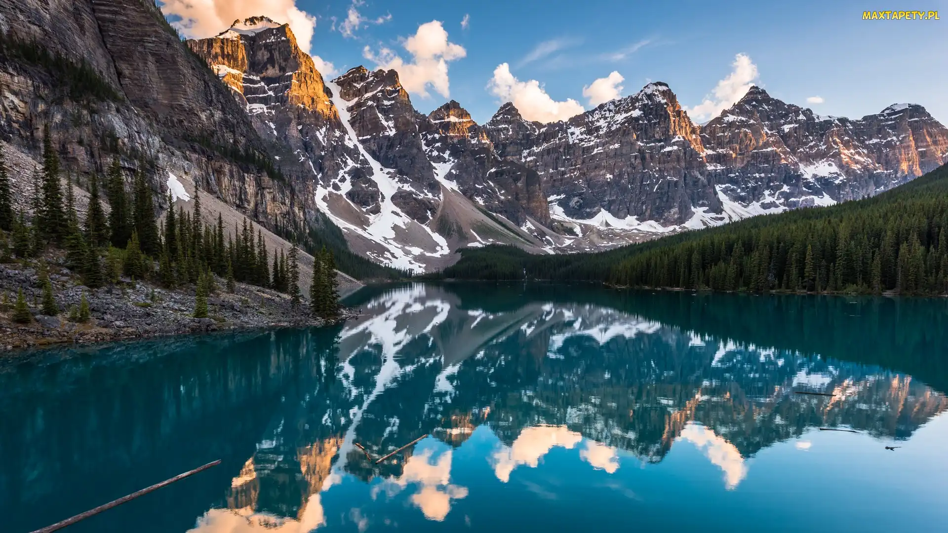 Lasy, Drzewa, Prowincja Alberta, Jezioro Moraine, Góry, Kanada, Park Narodowy Banff