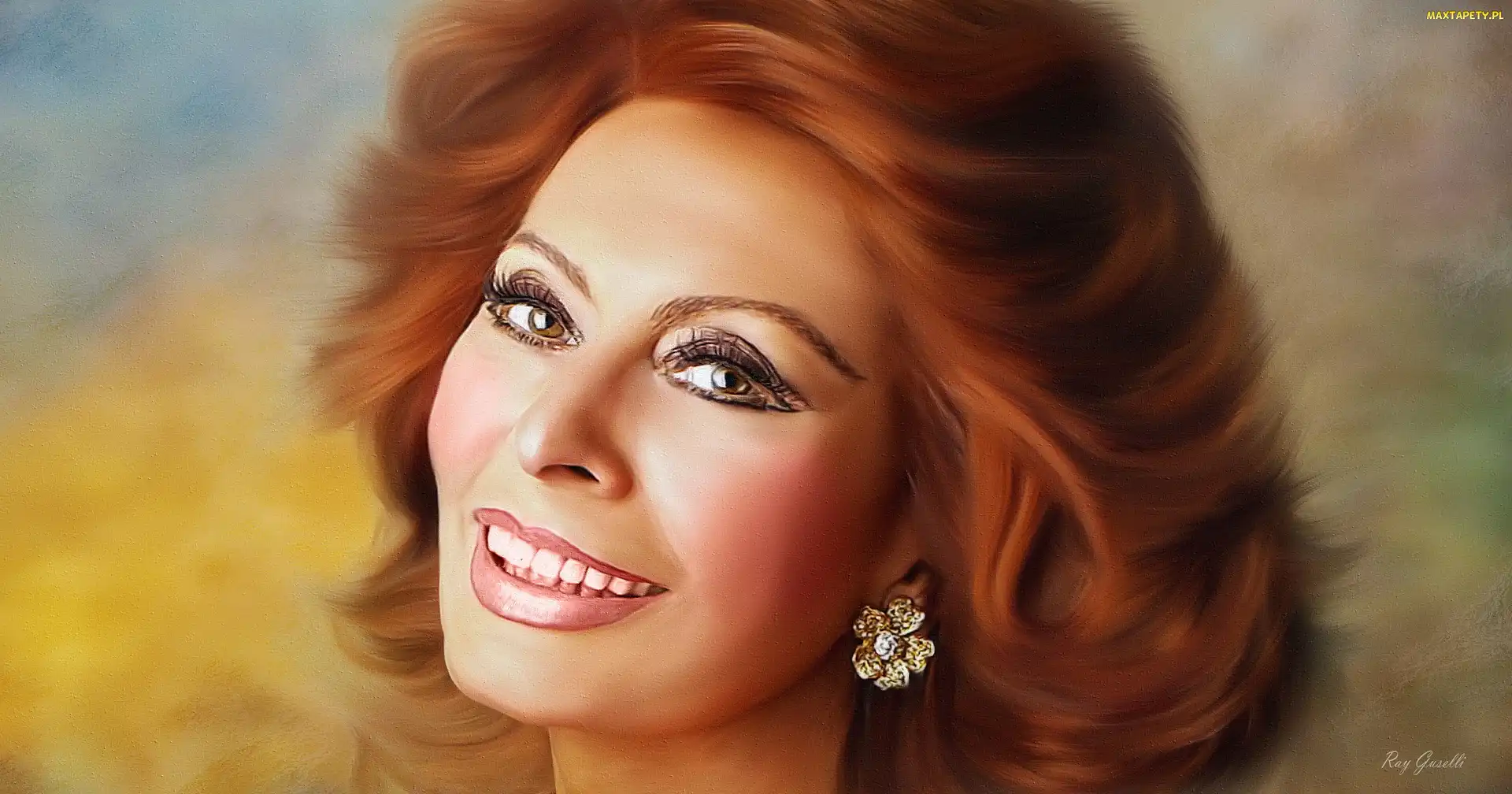 Kobieta, Grafika, Sophia Loren, Aktorka, Portret