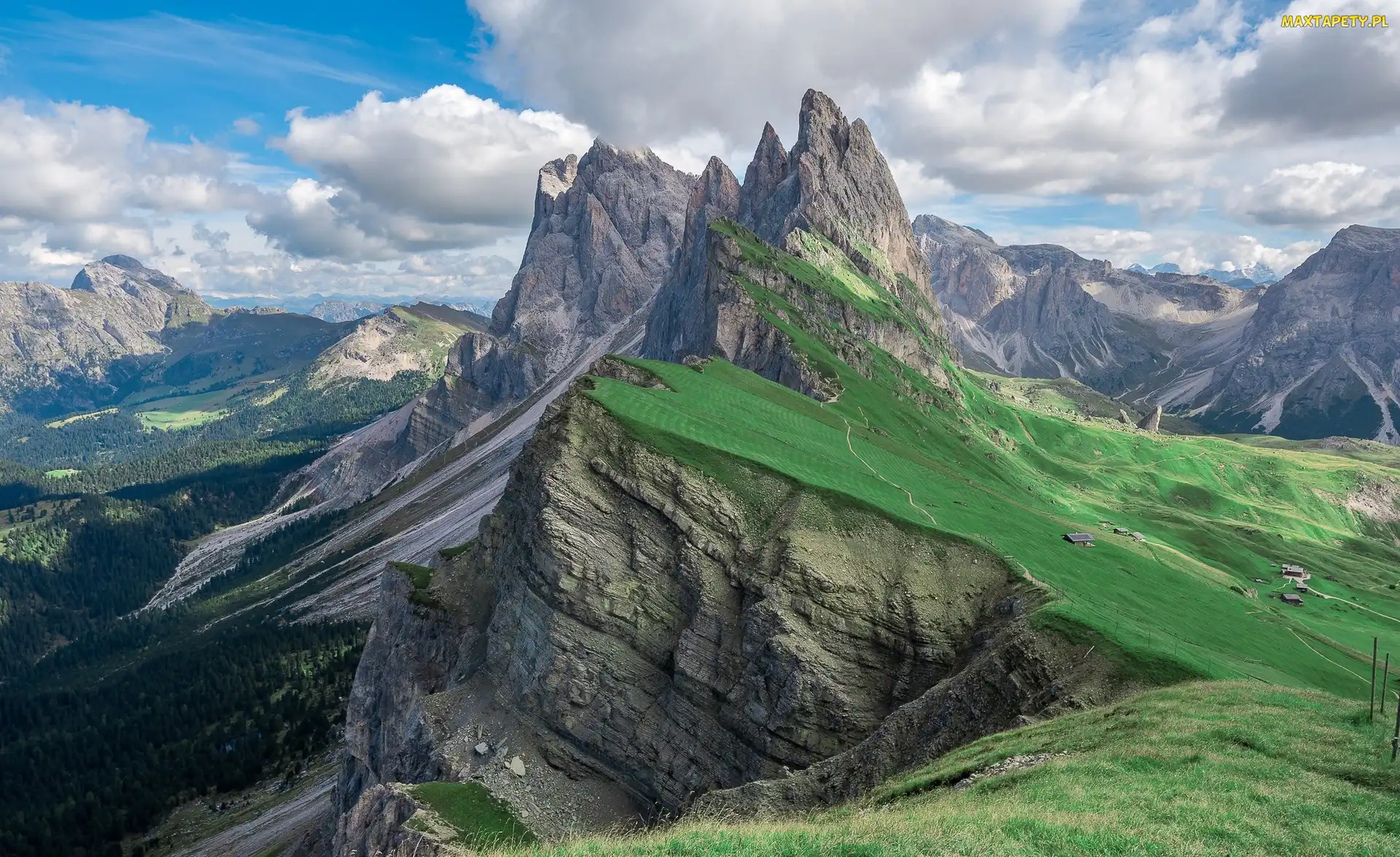Prowincja Bolzano, Rezerwat przyrody Puez-Geisler, Dolomity, Włochy, Łąki, Góry Alpy, Masyw Odle