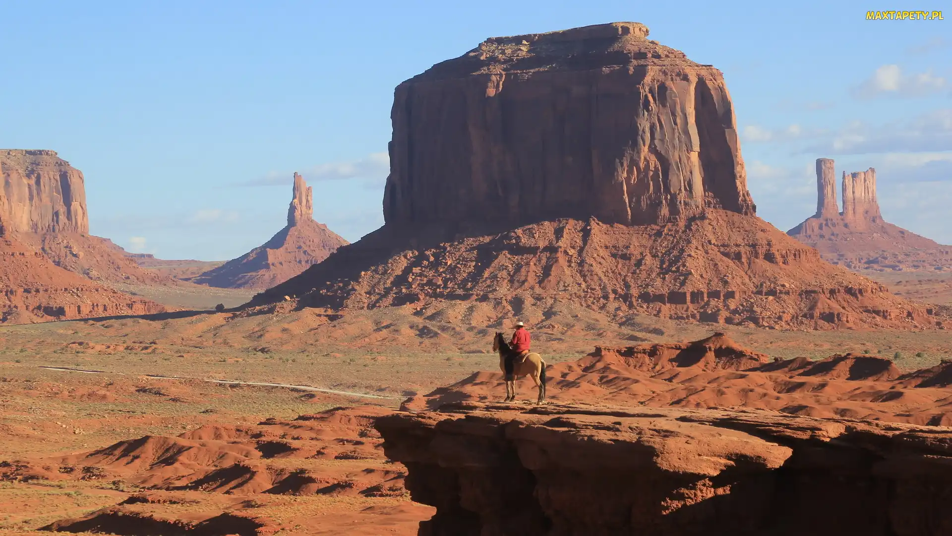 Dolina Skał, Skały, Rezerwat Indian Navaho, Wyżyna Kolorado, Stany Zjednoczone, Koń, Jeździec, Stan Utah, Monument Valley