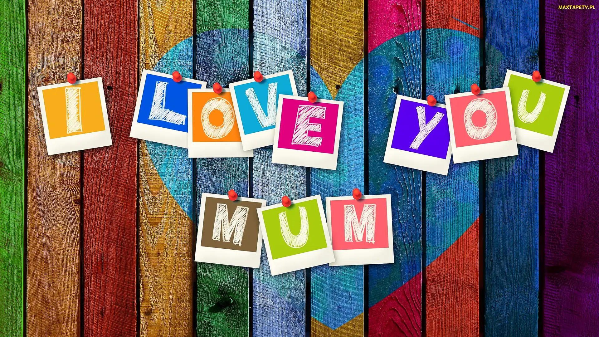 I love you mum, Napis, Kolorowe, Dzień Matki, Deski, Karteczki
