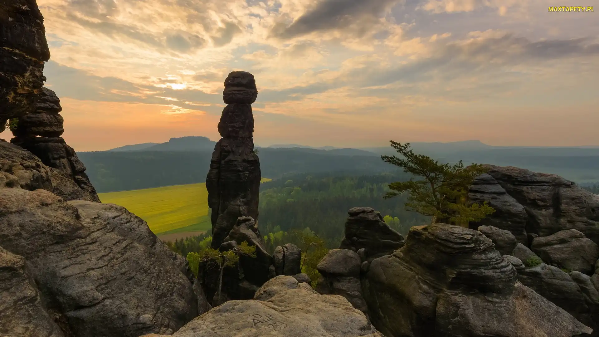 Niemcy, Park Narodowy Saskiej Szwajcarii, Formacja, Skały, Drzewa, Góry Połabskie