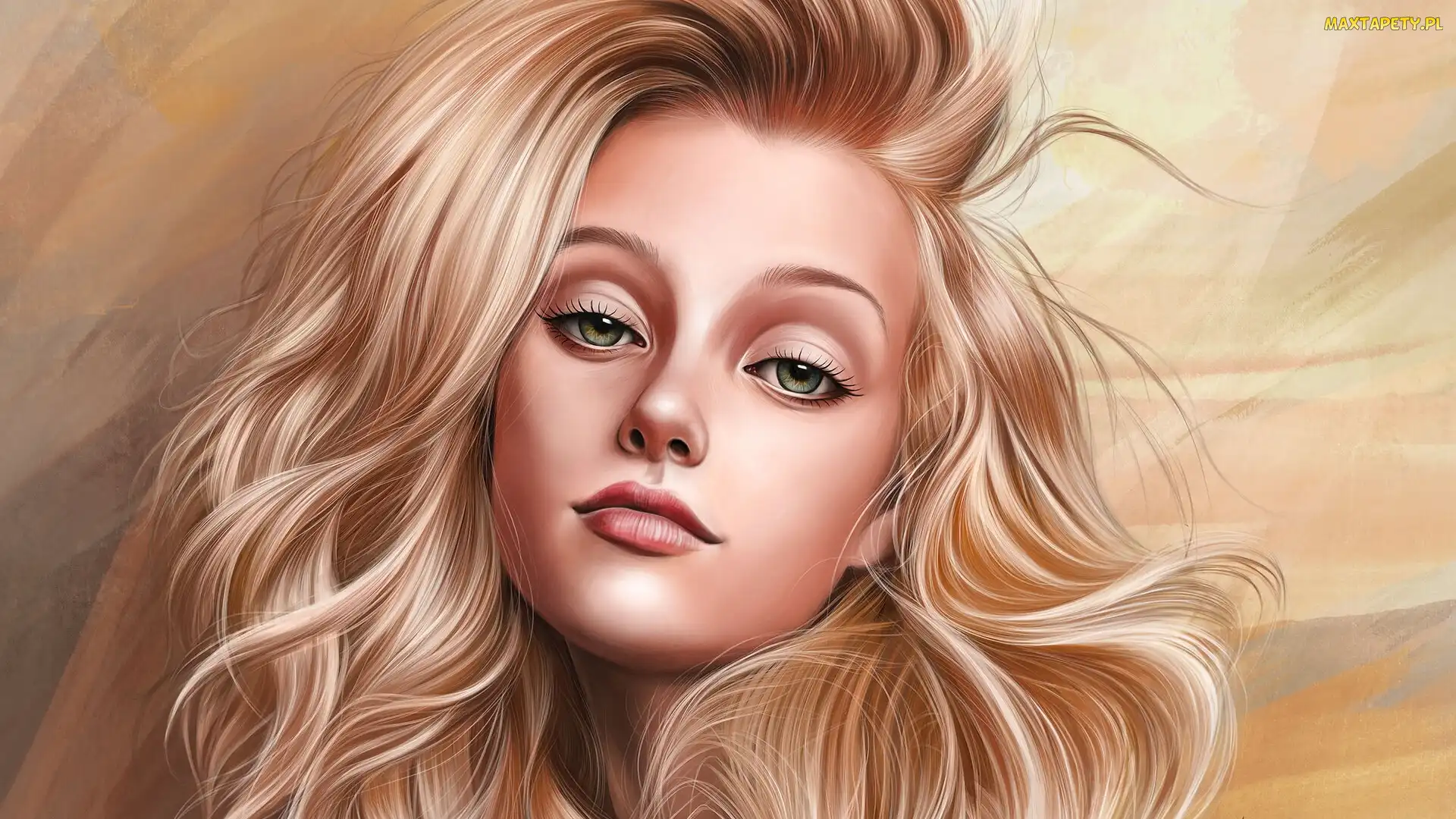 Grafika, Portret, Dziewczyna, Blondynka