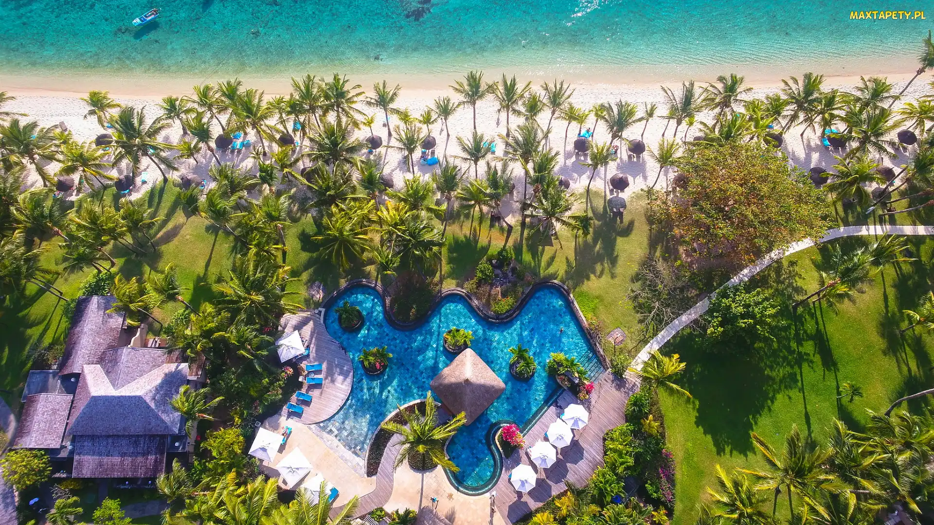 Palmy, Basen, LUX Le Morne Resort, Hotel, Mauritius, Półwysep, Wakacje, Le Morne Brabant, Plaża
