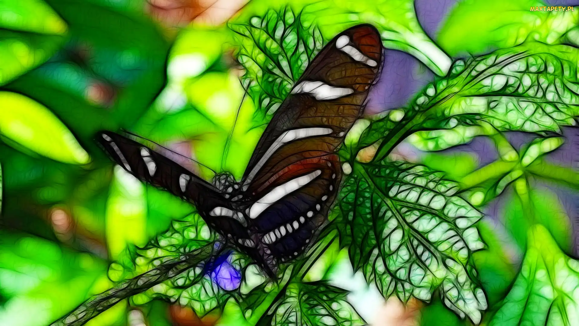Fractalius, Liście, Motyl, Gałązka
