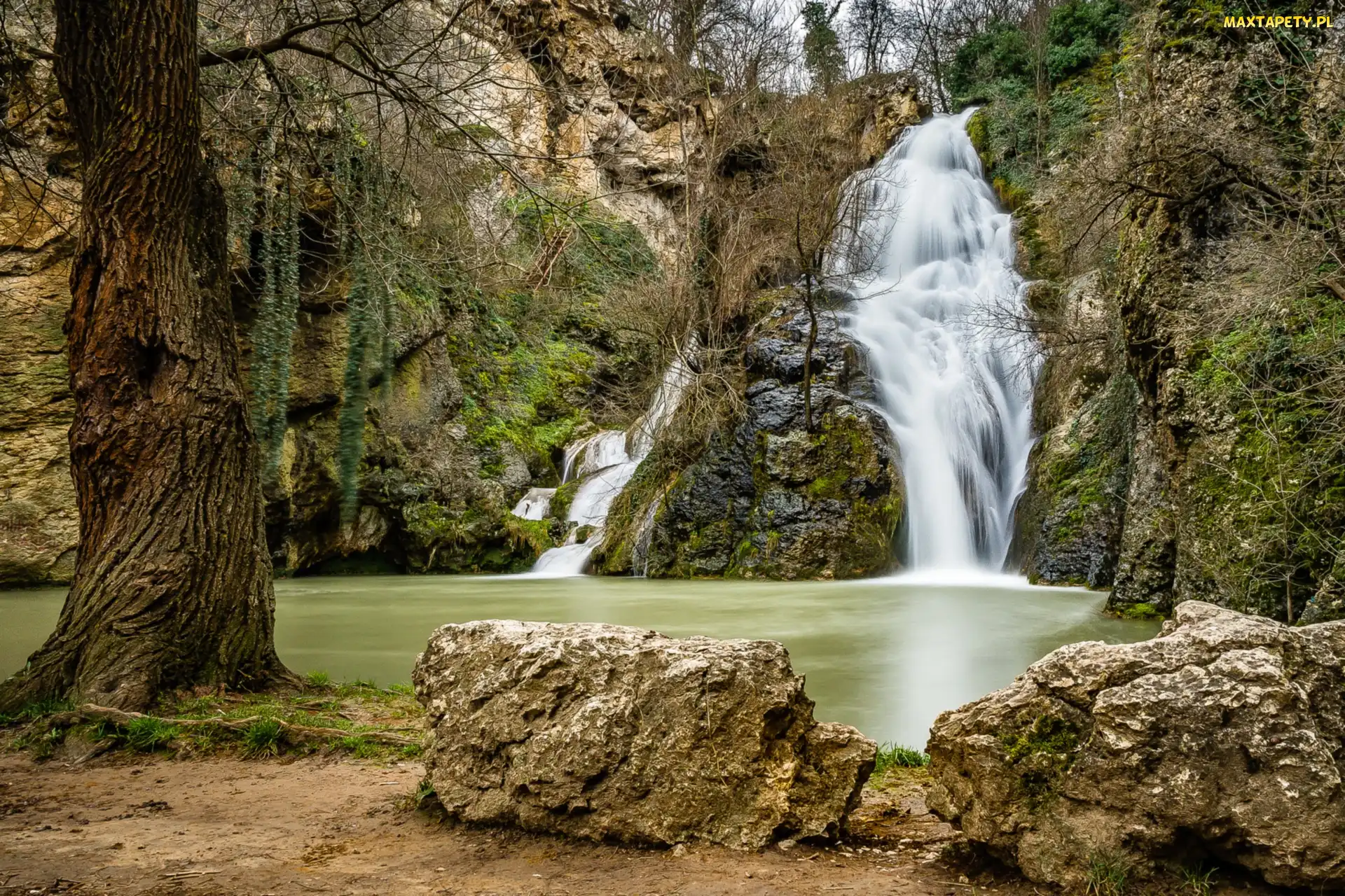 Hotnitsa, Waterval van Hotnitsa, Bułgaria, Rezerwat przyrody, Drzewa, Gmina Veliko Turnovo, Kamienie, Wodospad Kaya Bunar
