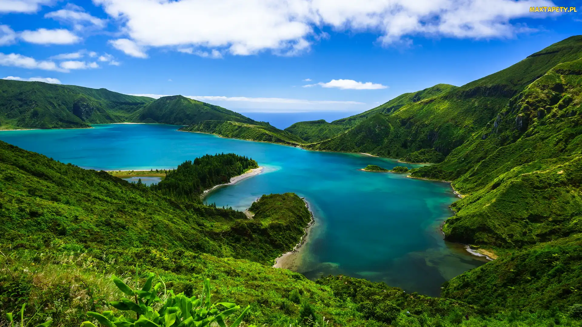 Lagoa de Fodo, Jezioro, Portugalia, Azory, Wyspa, Sao Miguel, Góry