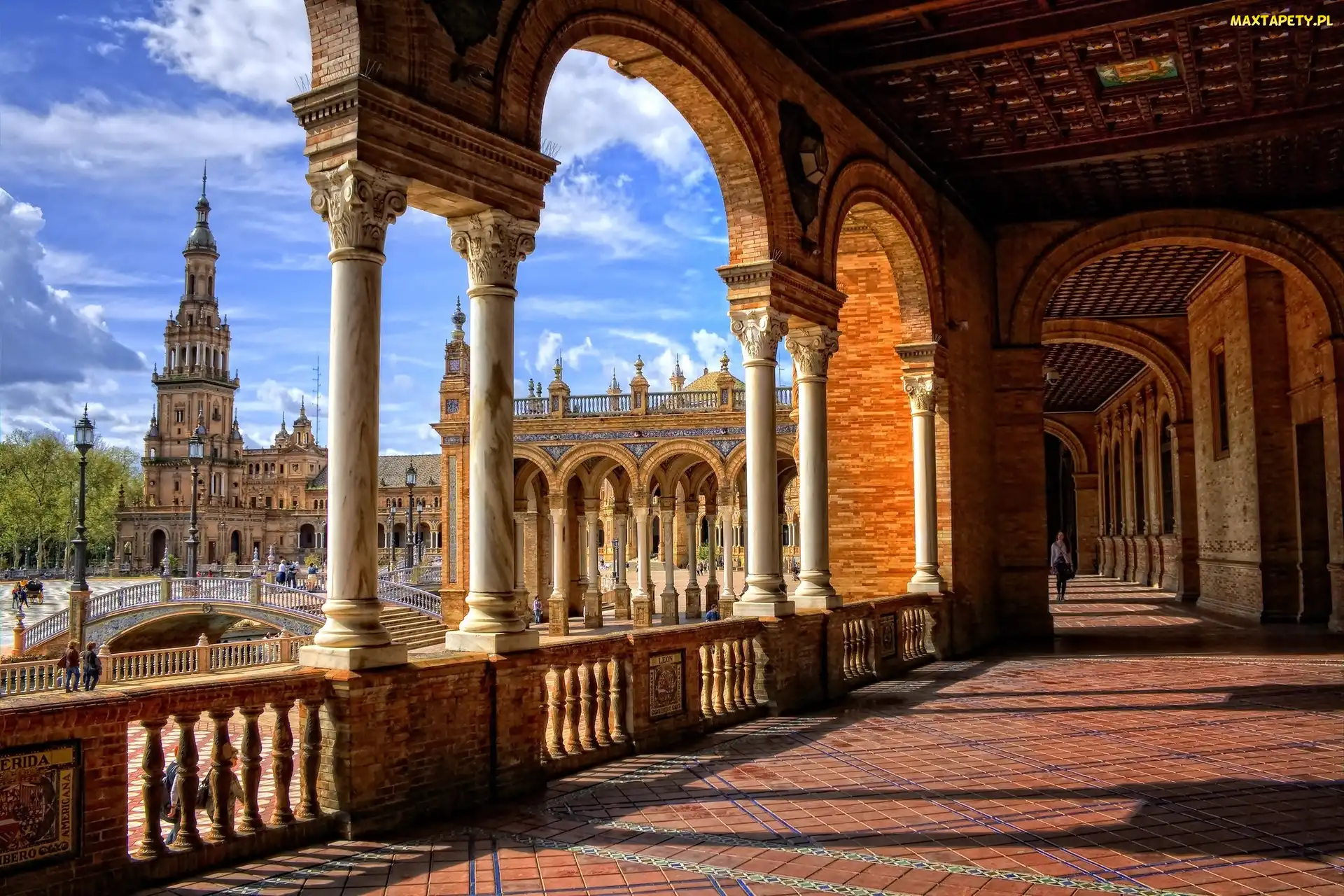 Hiszpania, Andaluzja, Pawilon, Plac Hiszpański, Most, Sewilla