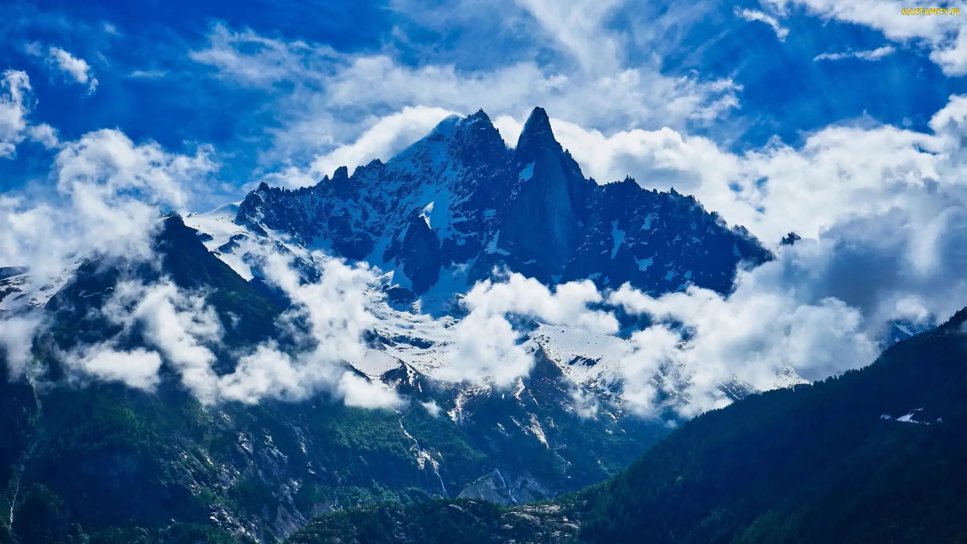 Francja, Chmury, Szczyt, Góry, Dente del Gigante, Masyw Mont Blanc