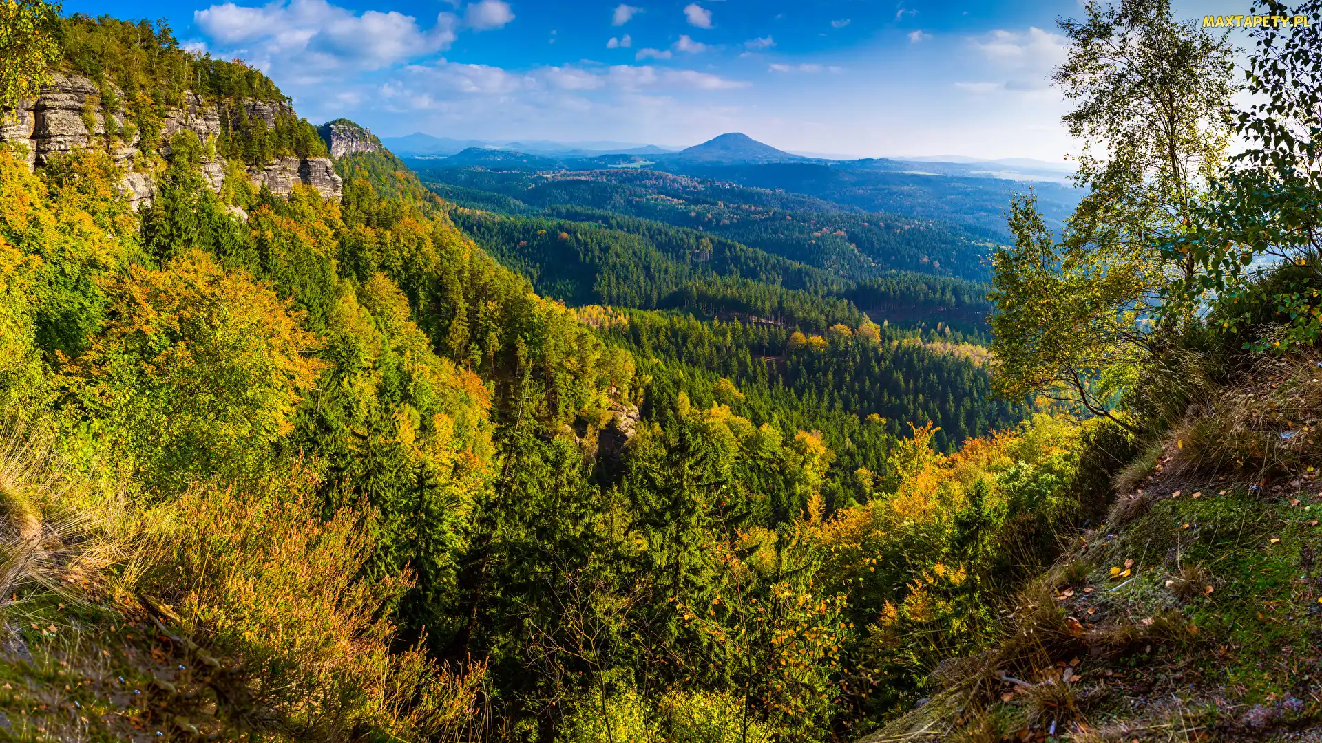 Skała, Góry, Drzewa, Lasy, Wzgórza, Jesień