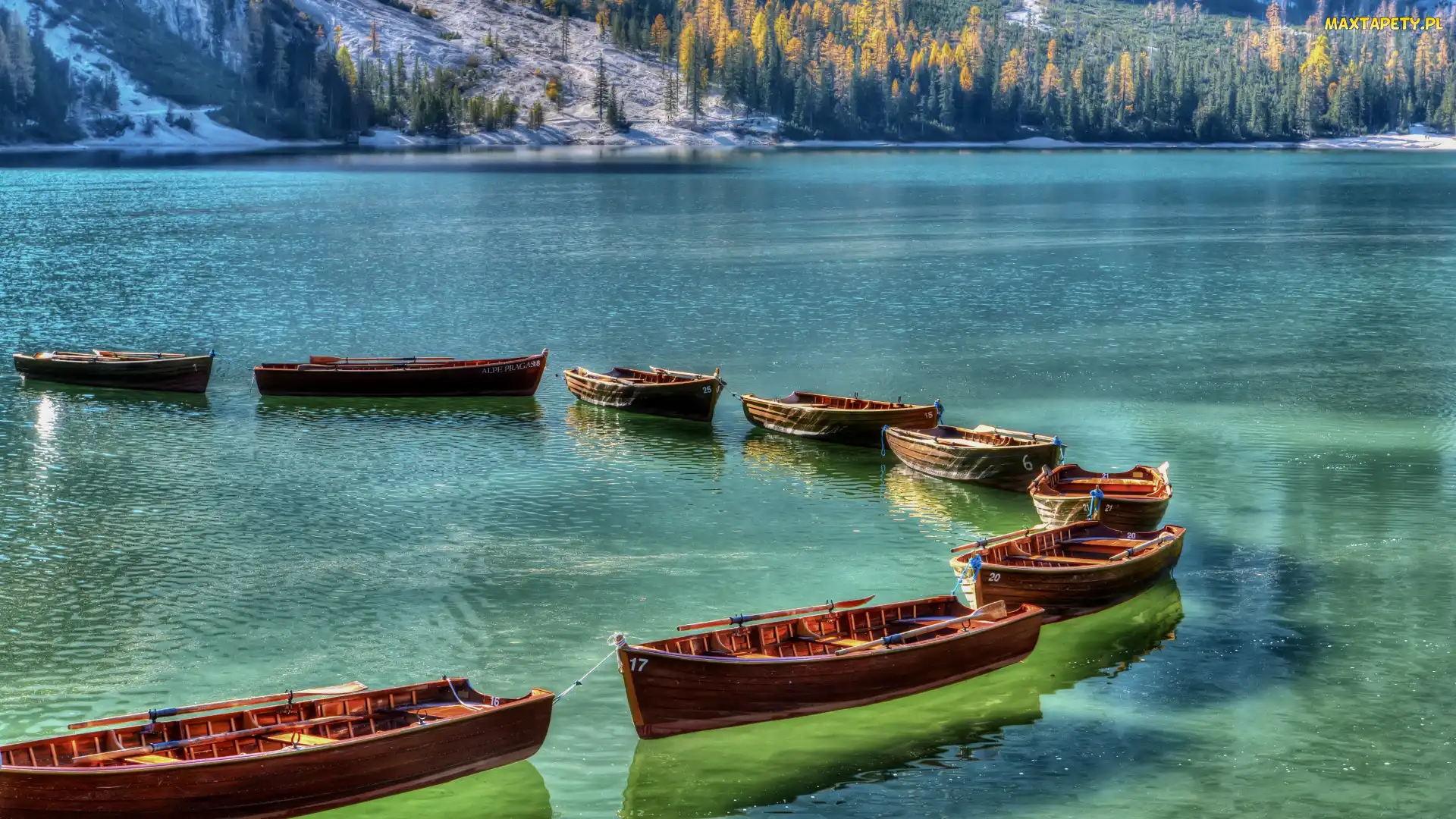 Włochy, Łódki, Lago di Braies, Jezioro Pragser Wildsee