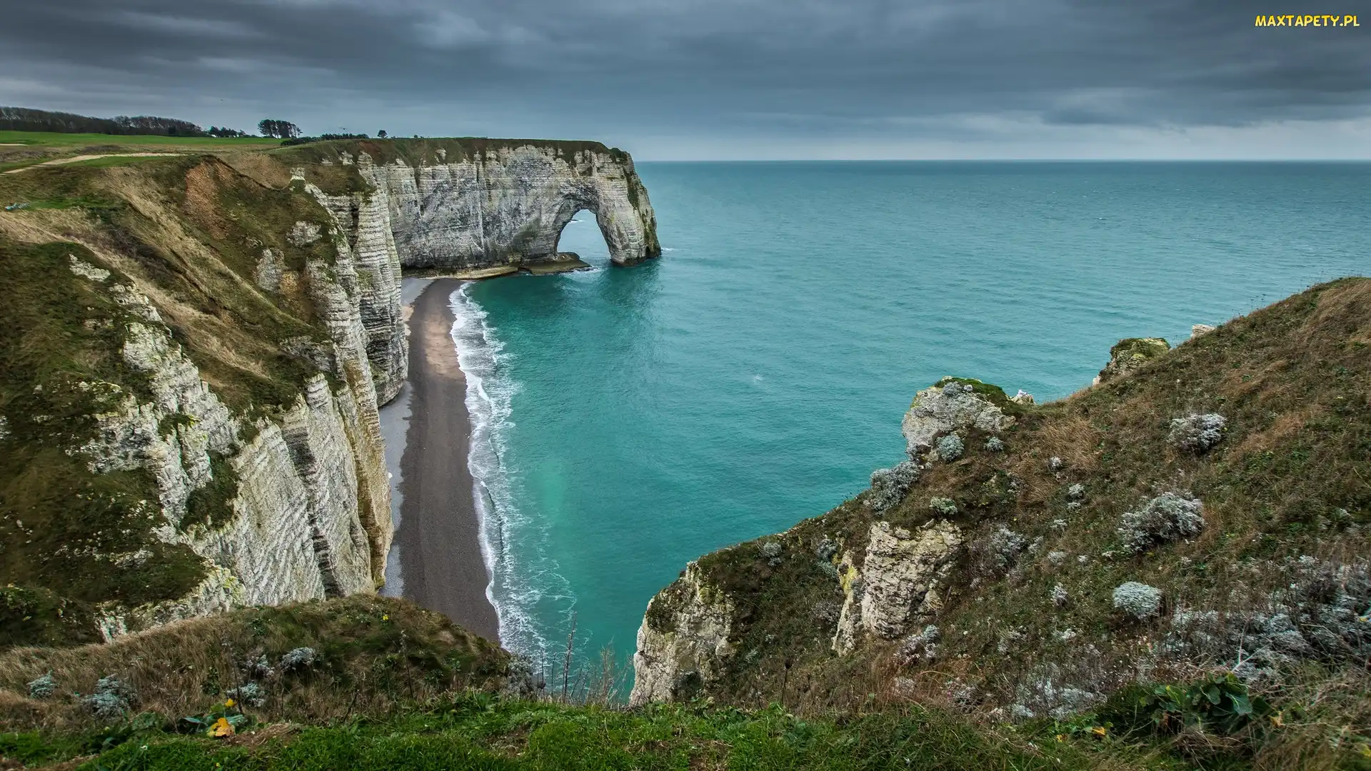 Normandia, Etretat, Klif, Francja, Chemin Des Douaniers, Morze, Skała