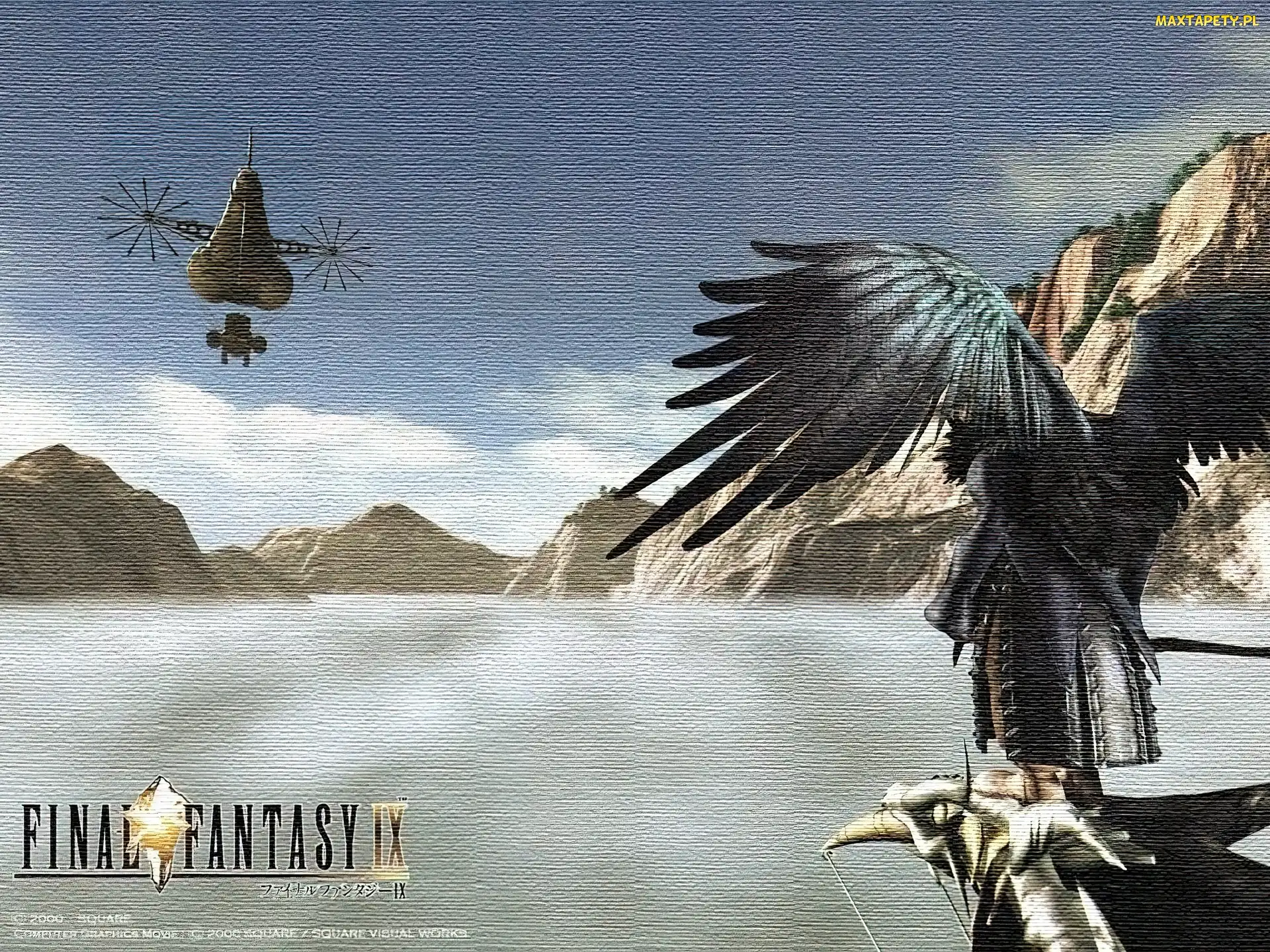 postać, Final Fantasy, skrzydła, ptak, góry