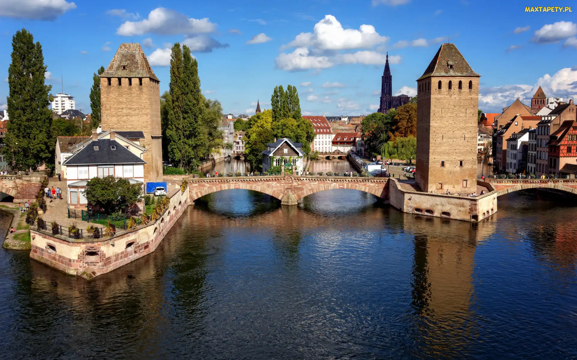 Strasburg, Rzeka Ill, Most, Francja Budowla, Ponts Couverts, Wieże, Barrage Vauban