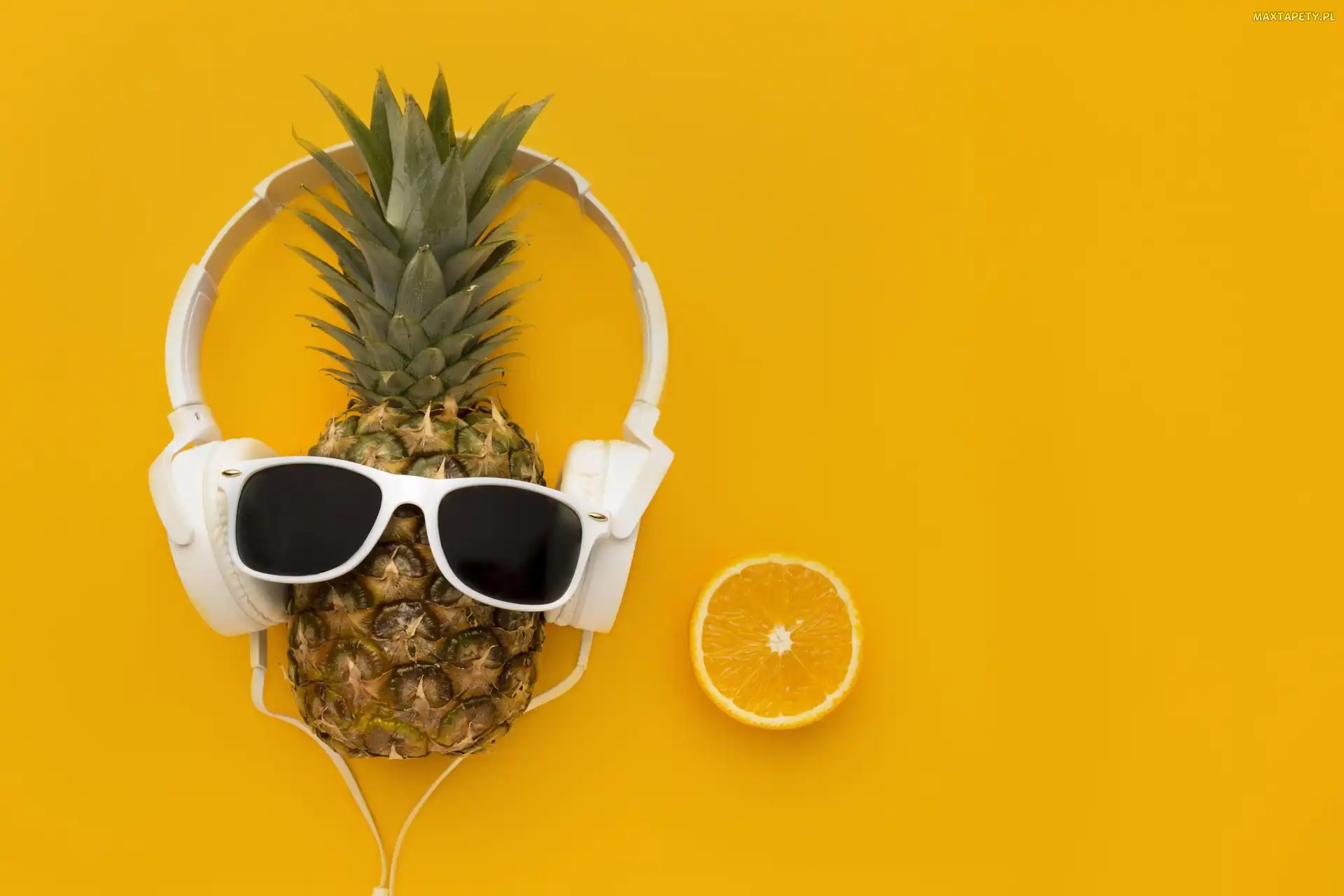 Ananas, Kompozycja, Słuchawki, Okulary, Owoce