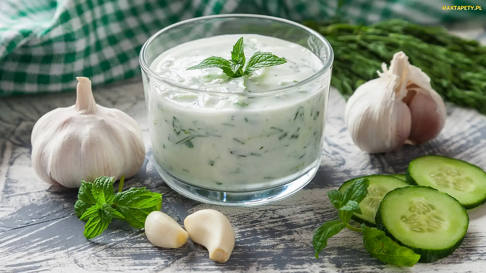 Sos, Ogórek, Czosnek, Tzatziki, Szklanka