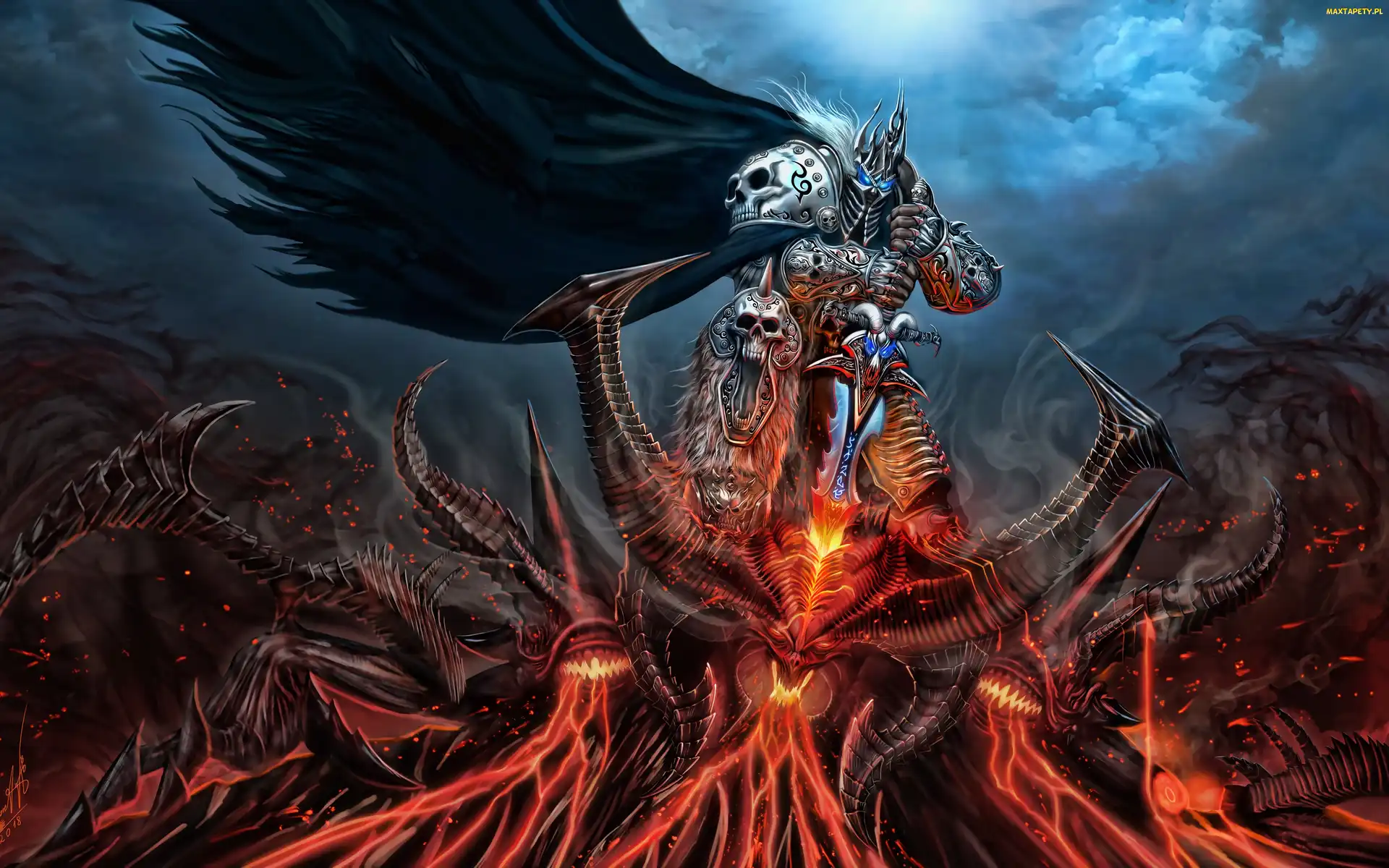 Potwór, Król Lisz, World Of Warcraft, Demon, Arthas Menethil, Gra, Wrath of the Lich King
