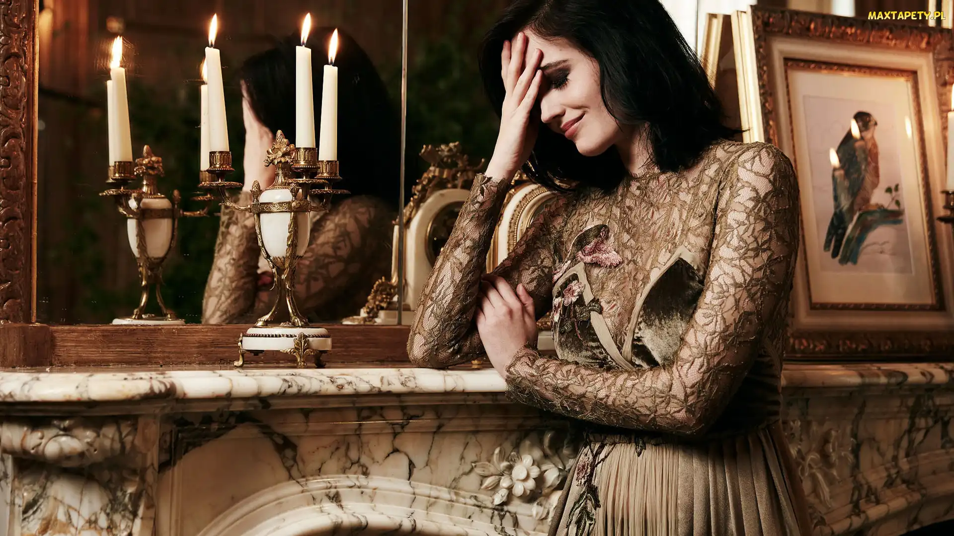 Aktorka, Kominek, Świece, Eva Green, Kobieta
