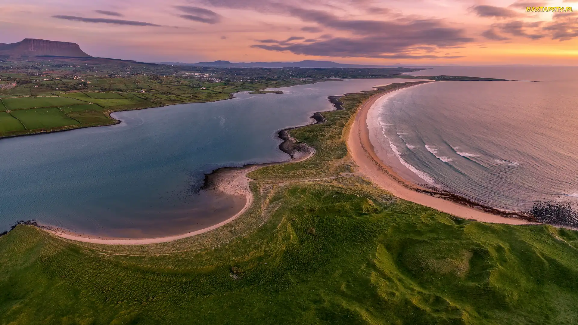 Góra, Plaża, Wybrzeże, Irlandia, Morze, Ben Bulben, Hrabstwo Sligo, Streedagh Beach