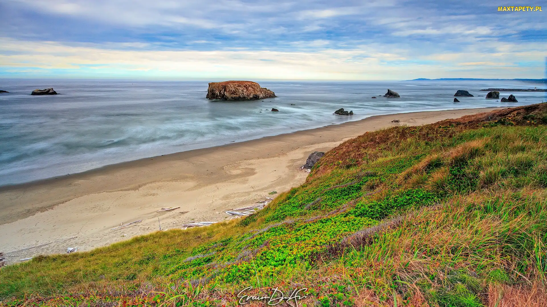 Stan Oregon, Roślinność, Plaża, Stany Zjednoczone, Skała, Morze, Bandon Beach