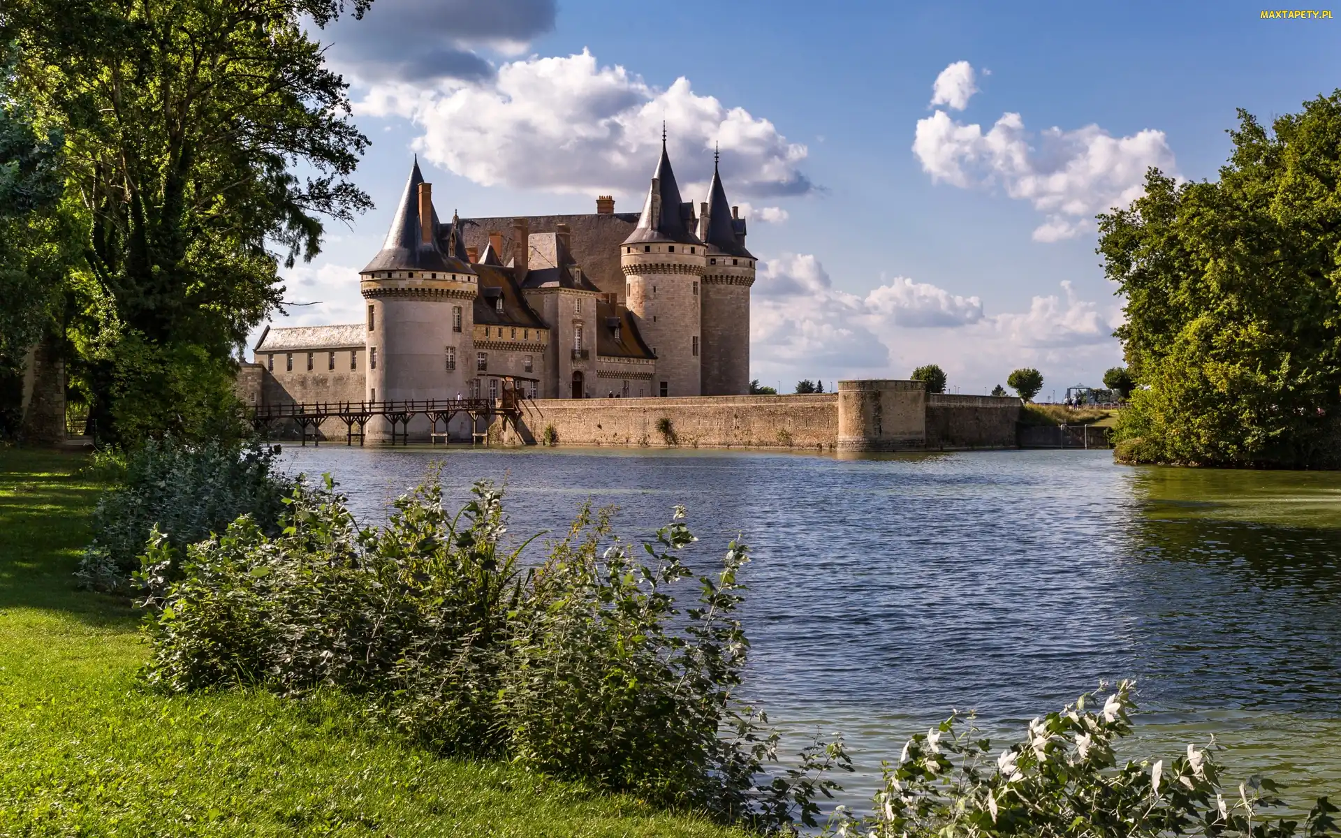 Jezioro, Most, Burgundia, Park Jezioro, Zamek, Francja, Sully Sur Loire