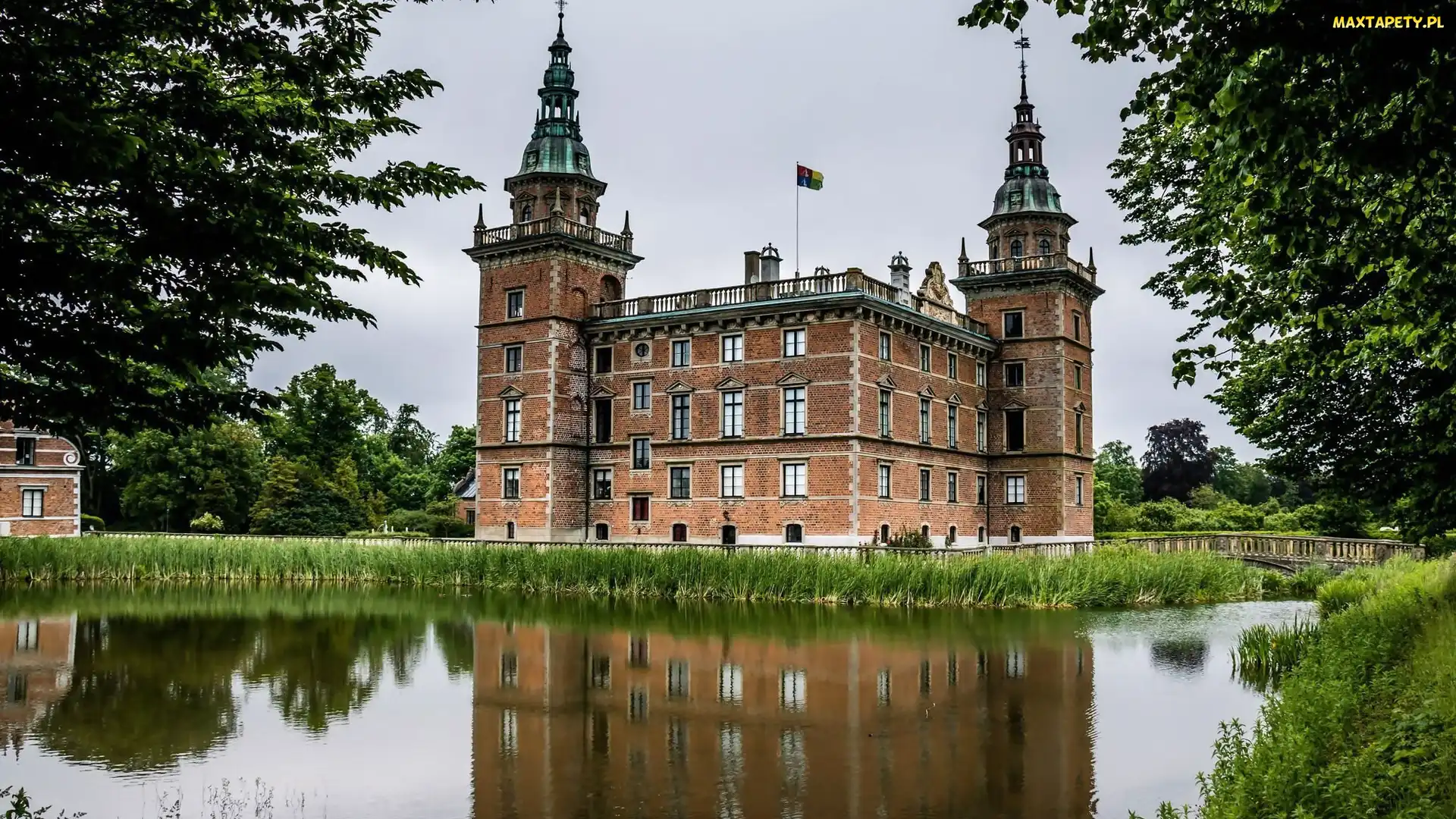 Gmina Ystad, Drzewa, Fosa, Szwecja, Park, Zamek Marsvinsholm, Most
