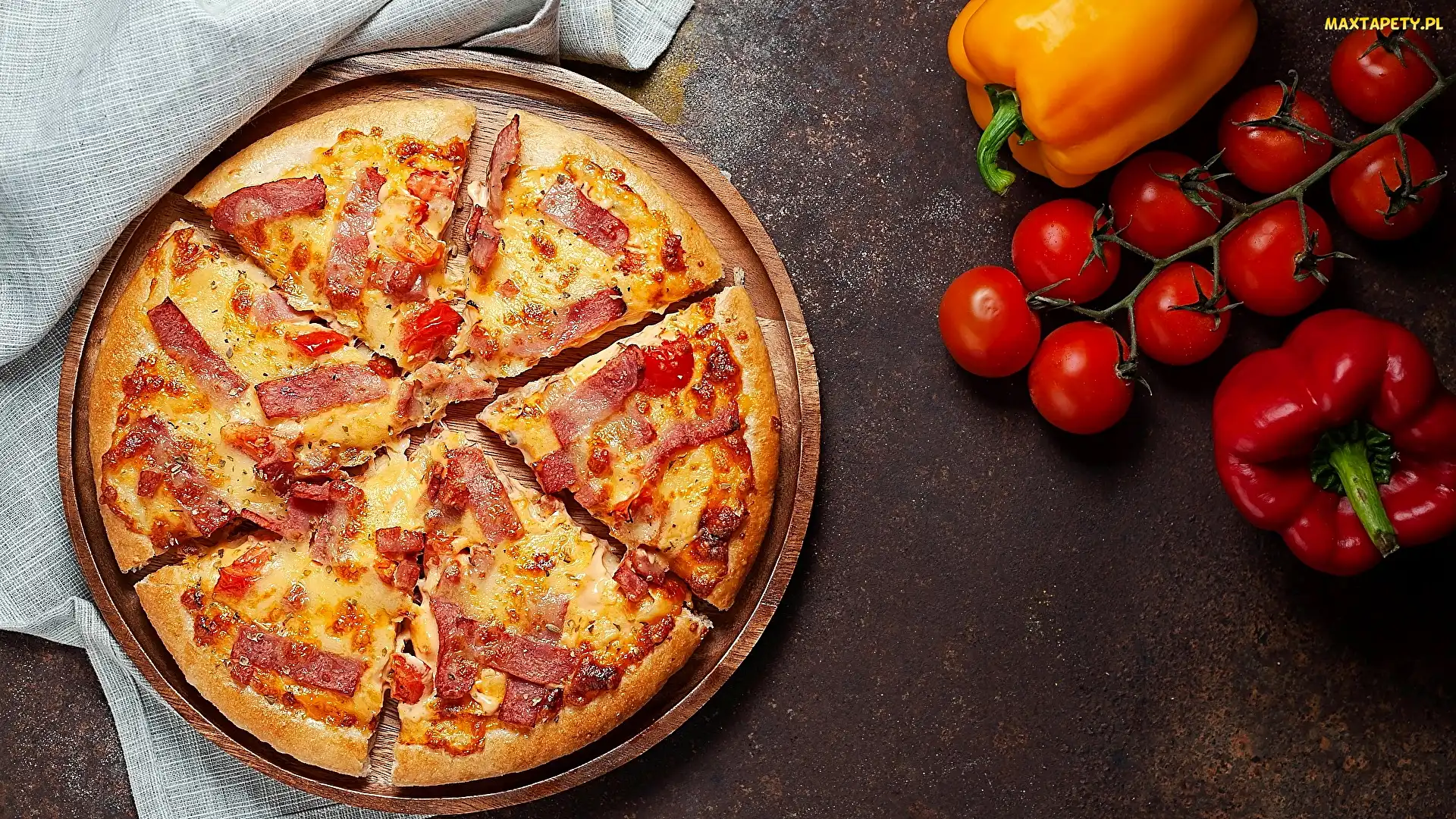 Materiał, Papryka, Pizza, Pomidory