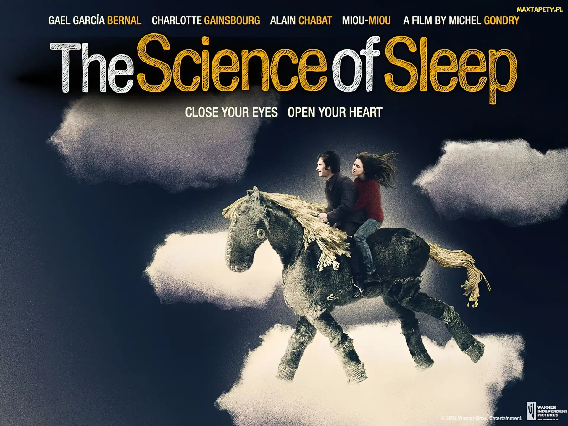 The Science Of Sleep, ludzie, chmury, niebo, koń