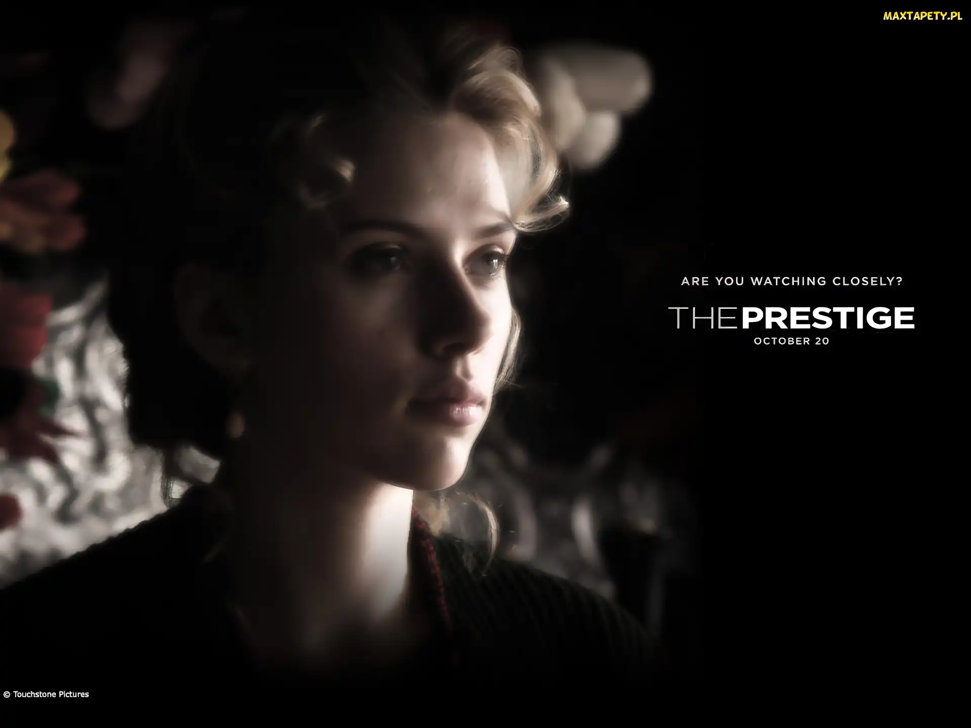 Scarlett Johansson, napis, loki, twarz, The Prestige
