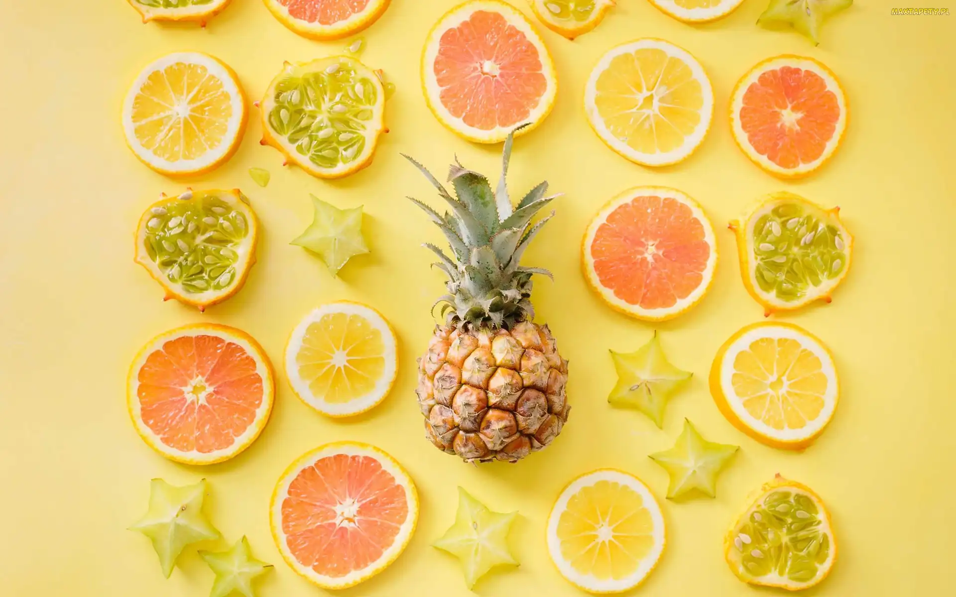 Owoce, Ananas, Cytrusy, Plasterki