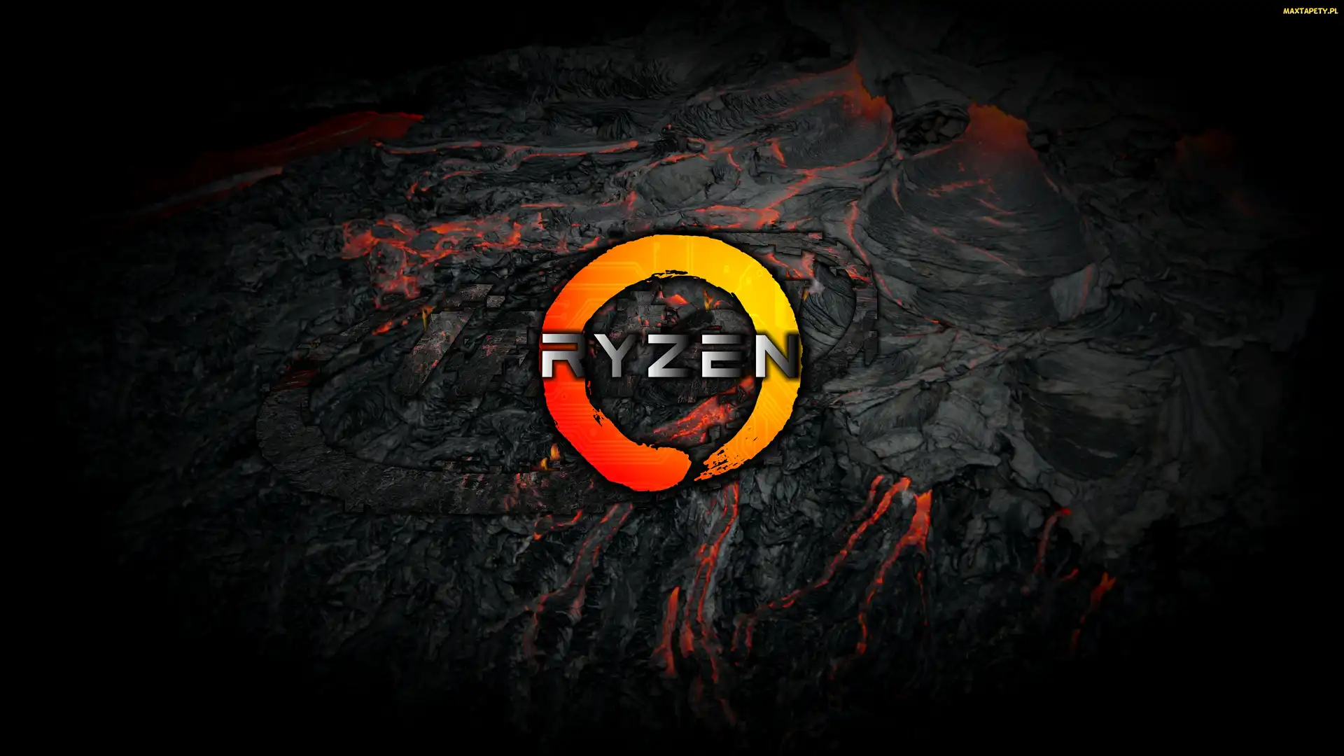 Logo, Ciemne tło, Ryzen, Napis, Procesory