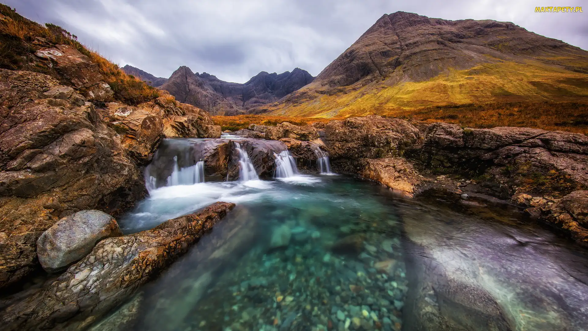 Highland, Skały, Rzeka, Góry Cuillin, Szkocja