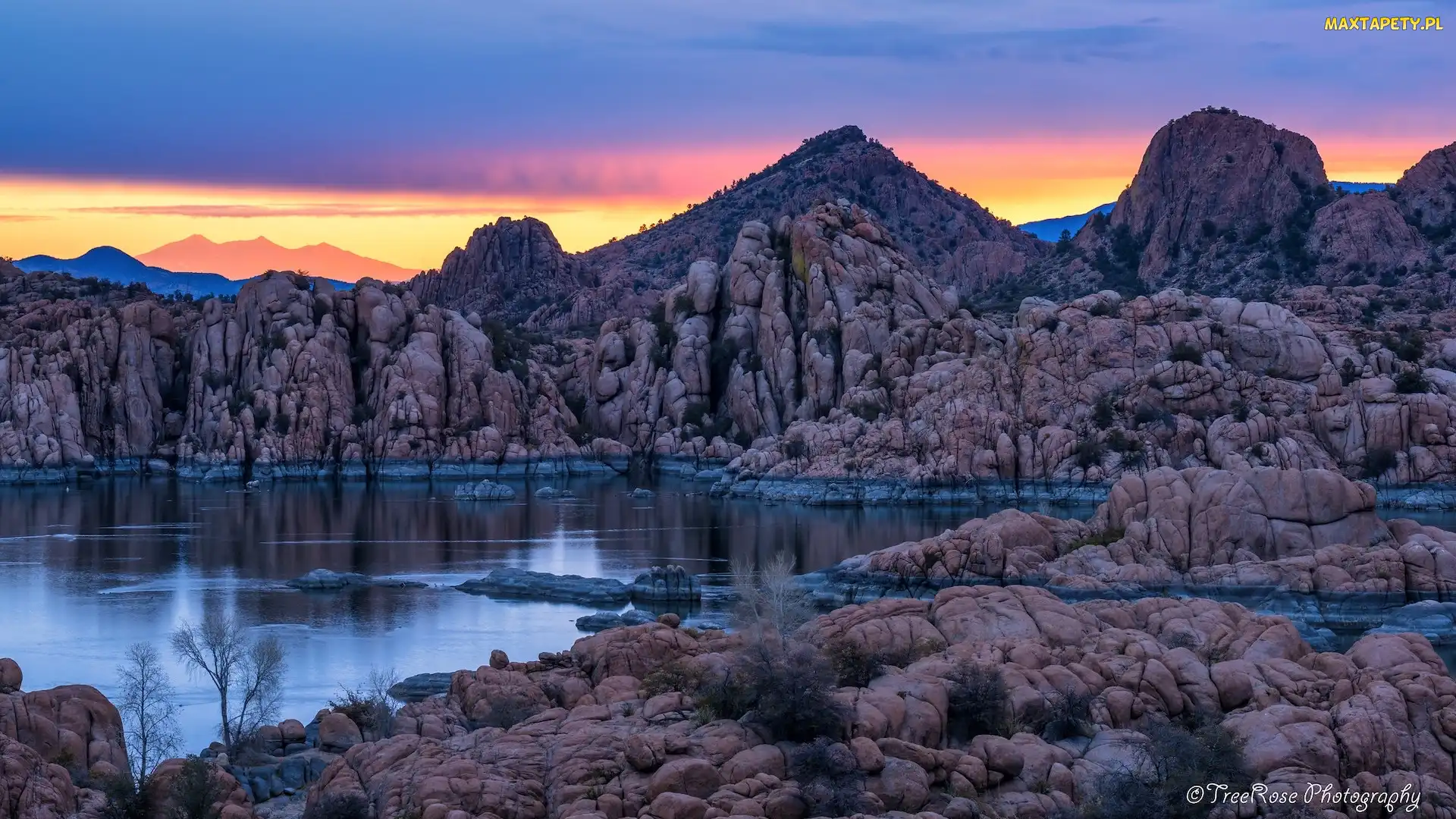 Skały, Jezioro, Stany Zjednoczone, Prescott, Arizona, Watson Lake