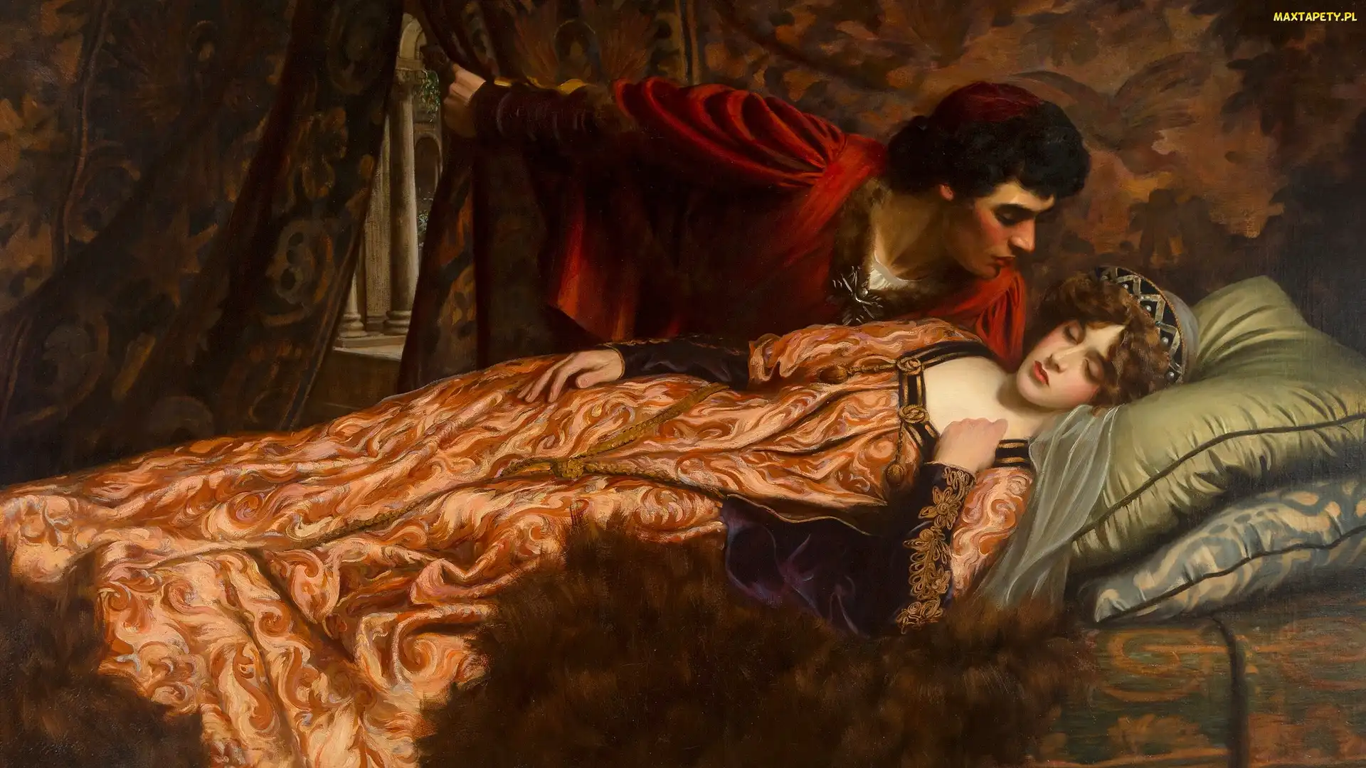 Malarstwo, Obraz, Kobieta, Mężczyzna, Śpiąca, John Frederick Harrison Dutton